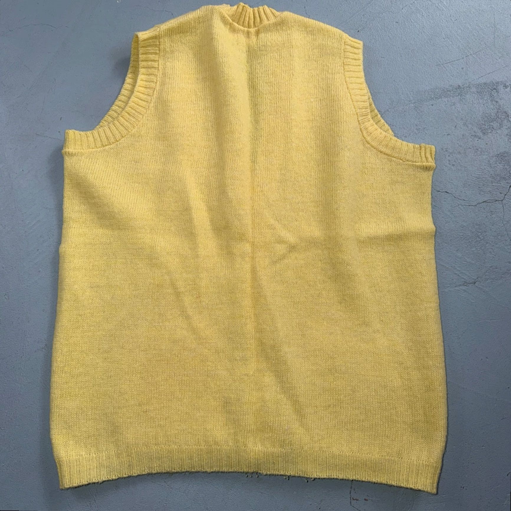 Vintage VTG 1960s 1970s Wool Cardigan Sweater Rockabilly Womens Mod Knit Yellow Vest Size M / US 6-8 / IT 42-44 - 7 Thumbnail