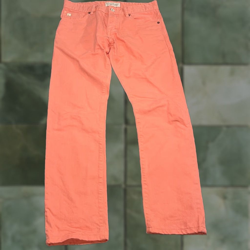 Scotch & Soda Scotch & Soda Jeans Mens 30x28.5 Salmon Denim Ralston Straight Casual Workwear Zip Pockets Logo Vintage No Pattern Cotton Denim Size US 30 / EU 46 - 1 Thumbnail