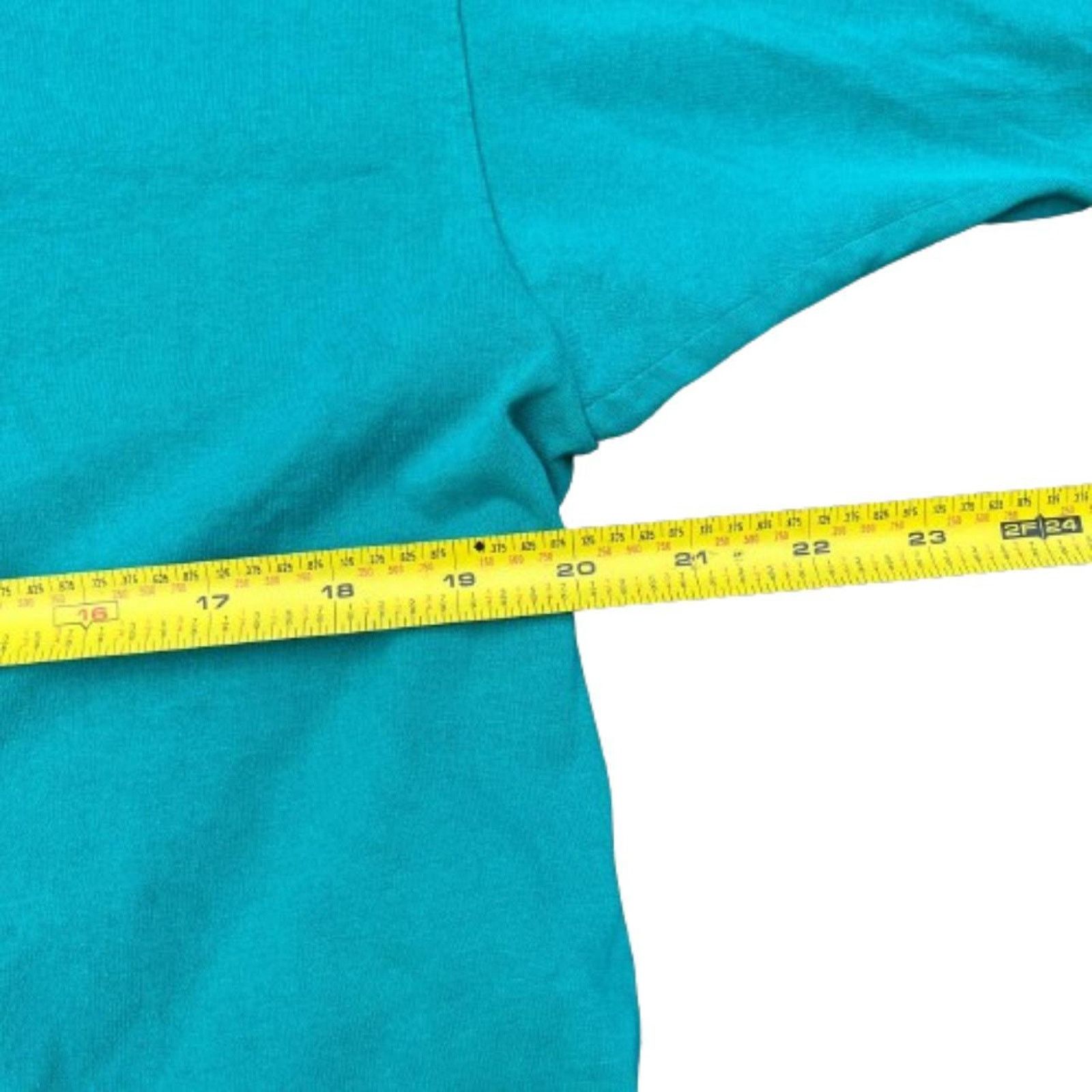 Hanes Vintage 90s Single Stitch Marathon teal shirt Size US L / EU 52-54 / 3 - 3 Thumbnail