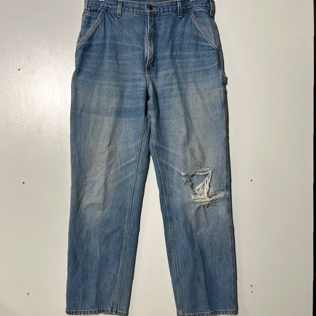 Carhartt VINTAGE Carhartt Carpenter Dungaree Fit Light Blue Denim Jeans Men's 38x34 Size US 38 / EU 54 - 2 Thumbnail