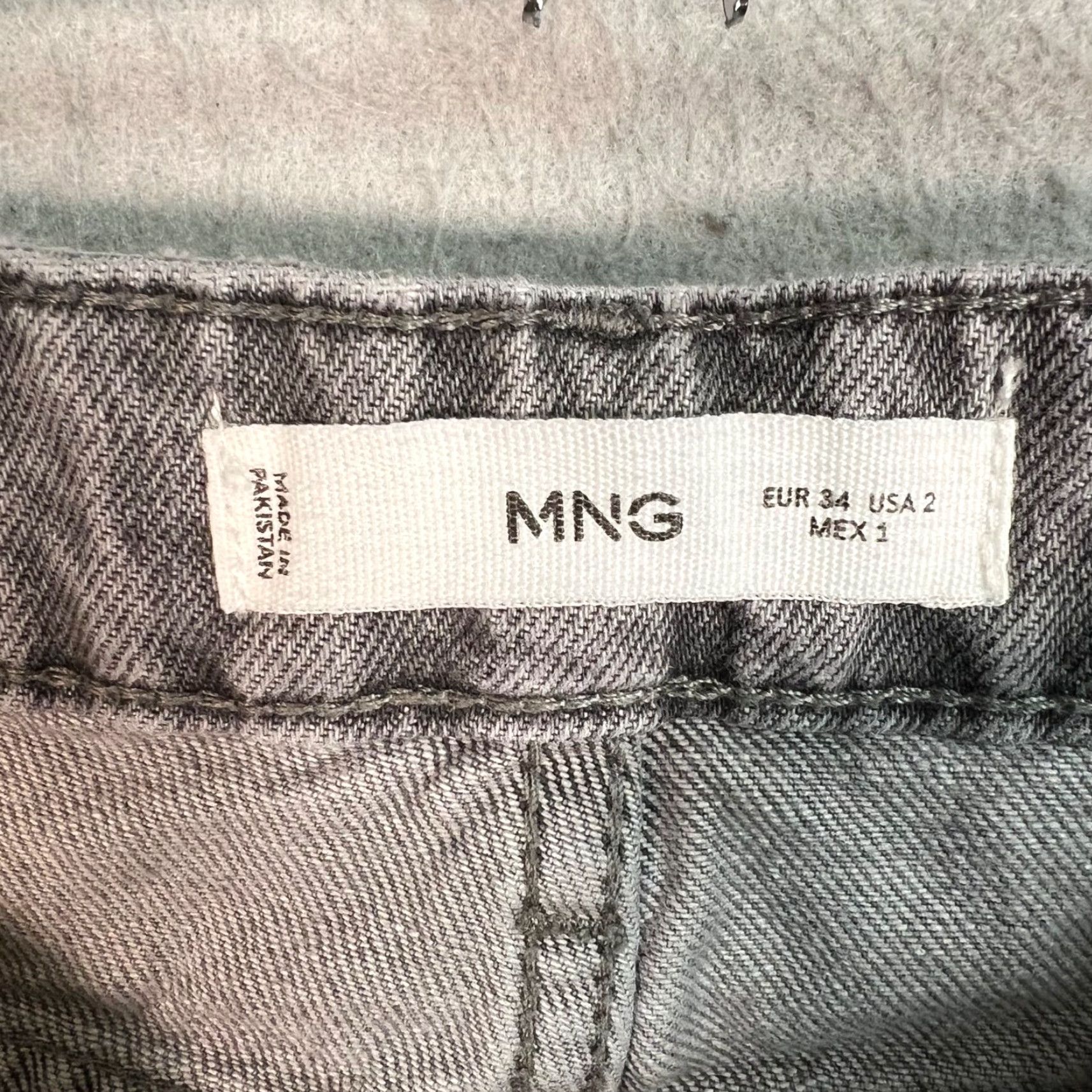 Mango Mango Jeans 2 Gray High-Waisted Straight-Leg Frayed Hem Womens Size 2 Denim Cotton Blend 5-Pocket Design Inseam 32 in Rise High Vintage No Mens Womens Size 26" / US 2 / IT 38 - 3 Thumbnail