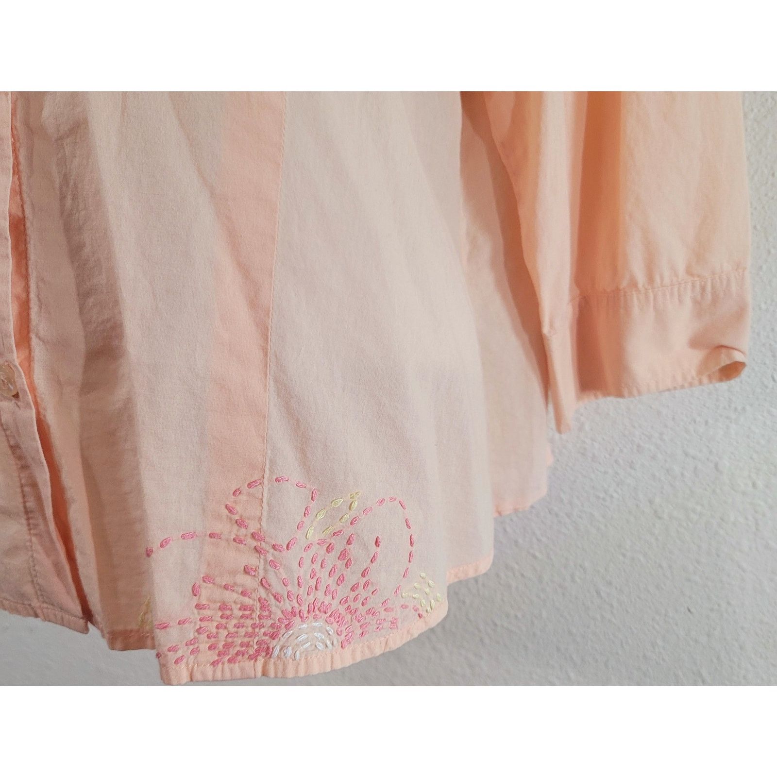Other New York & Company Orange Embroidered Flower Button Top XL Size XL / US 12-14 / IT 48-50 - 7 Thumbnail