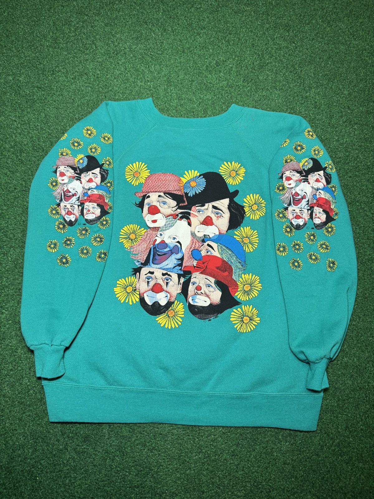 Vintage Clown Face Retro AOP Happy Sad Face 21x25 90s Sweatshirt Size L / US 10 / IT 46 - 1 Thumbnail