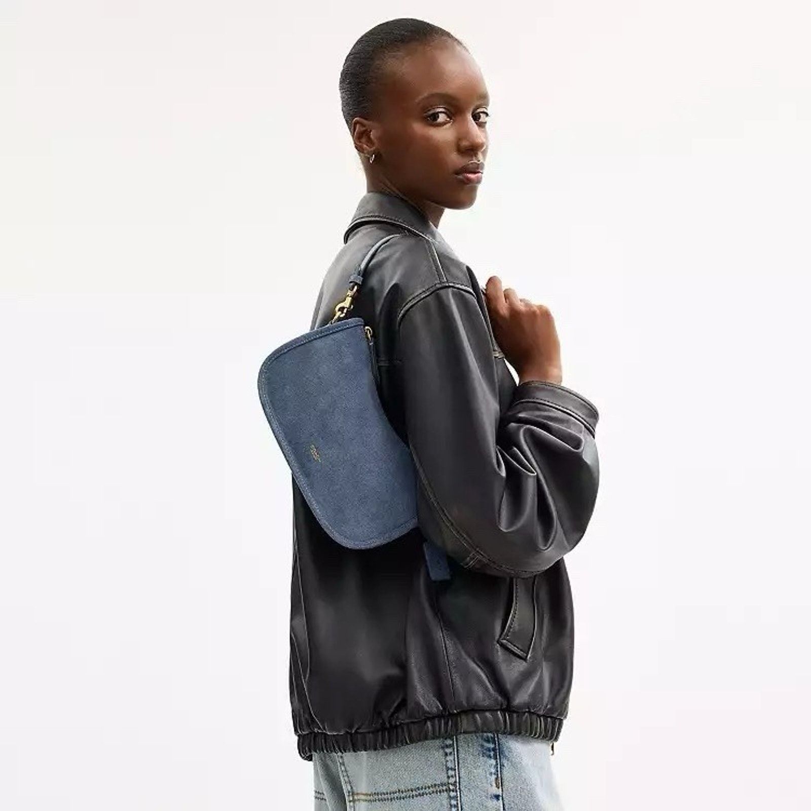 Coach NWT COACH Natural Grain Leather Waverly Bag Denim CDD78 Size ONE SIZE - 7 Thumbnail