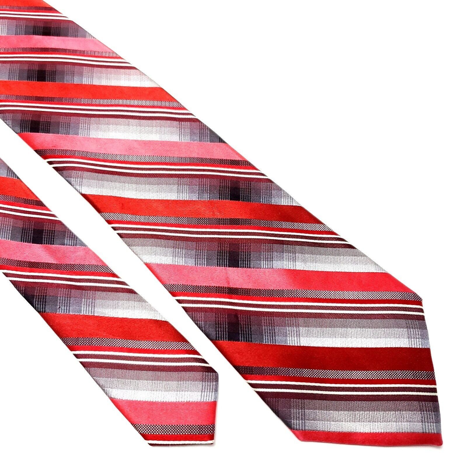 Van Heusen Van Heusen Silk Tie Red Striped Woven Size ONE SIZE - 1 Thumbnail