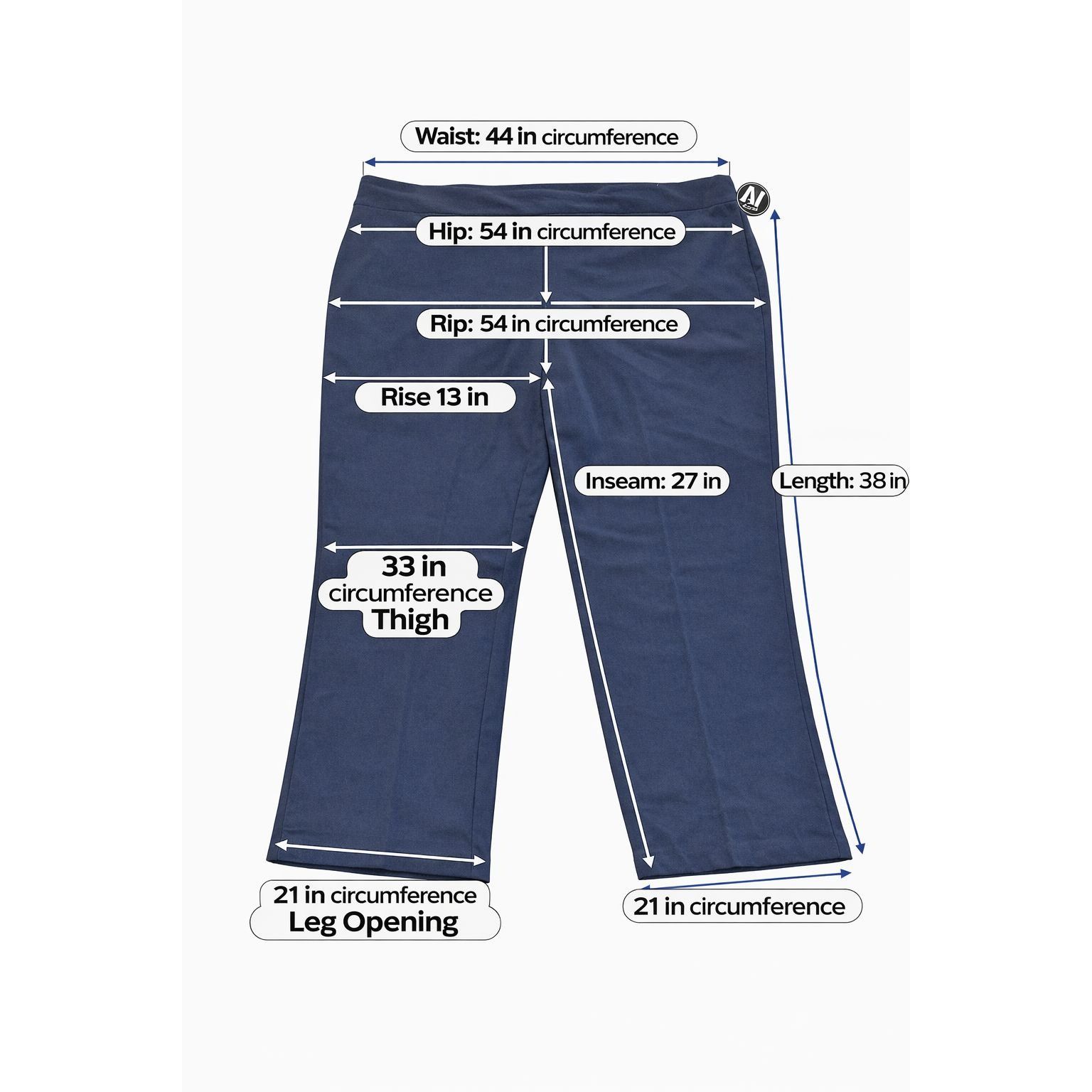 Avenue Avenue Womens Tummy Control Pull-On Pants Size 24 Petite Nav Size 24" / US 00 / IT 34 - 4 Thumbnail