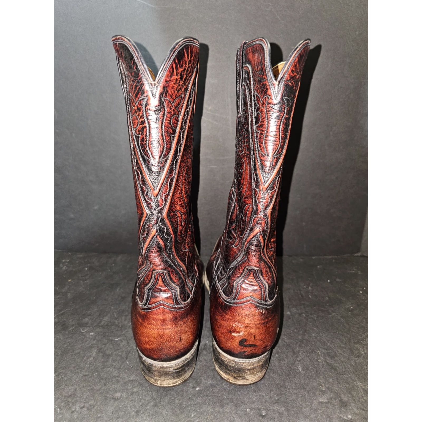 Vintage VINTAGE Lucchese San Antonio Cowboy Western Boots #1350 Mens Sz 10B Black Cherry Size US 10 / EU 43 - 5 Thumbnail