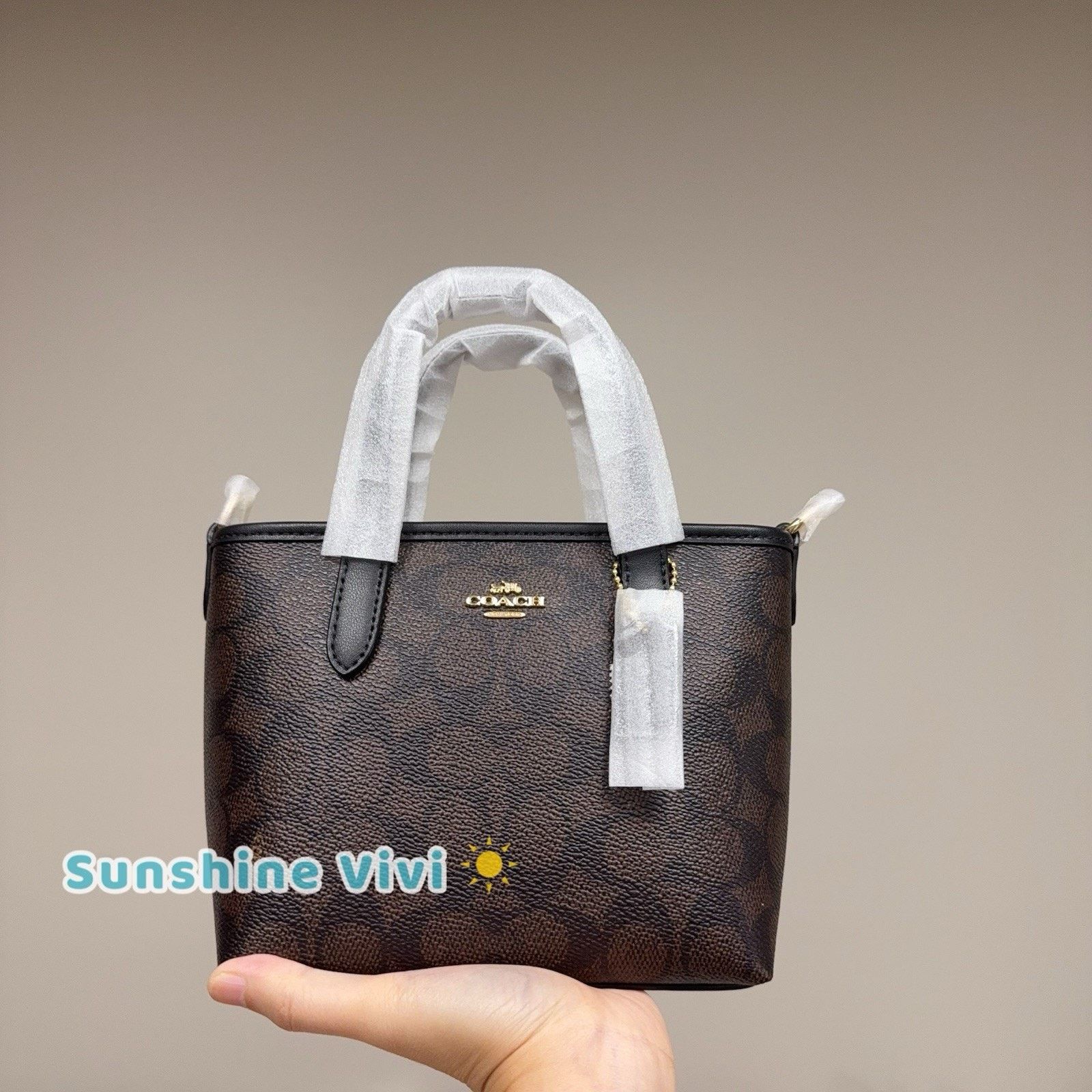 Coach NWT Coach City Mini Tote Bag Gold/Walnut/Black CW032 Size ONE SIZE - 1 Thumbnail