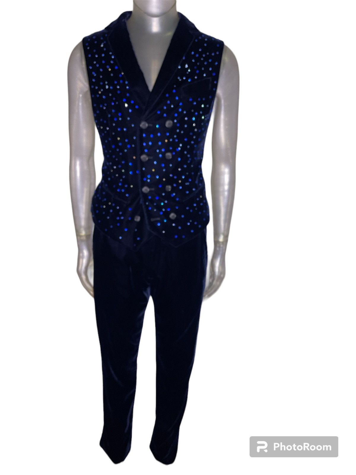 image of Giorgio Armani Iconic Blue Moon Velvet Vest, Men's (Size 50R)