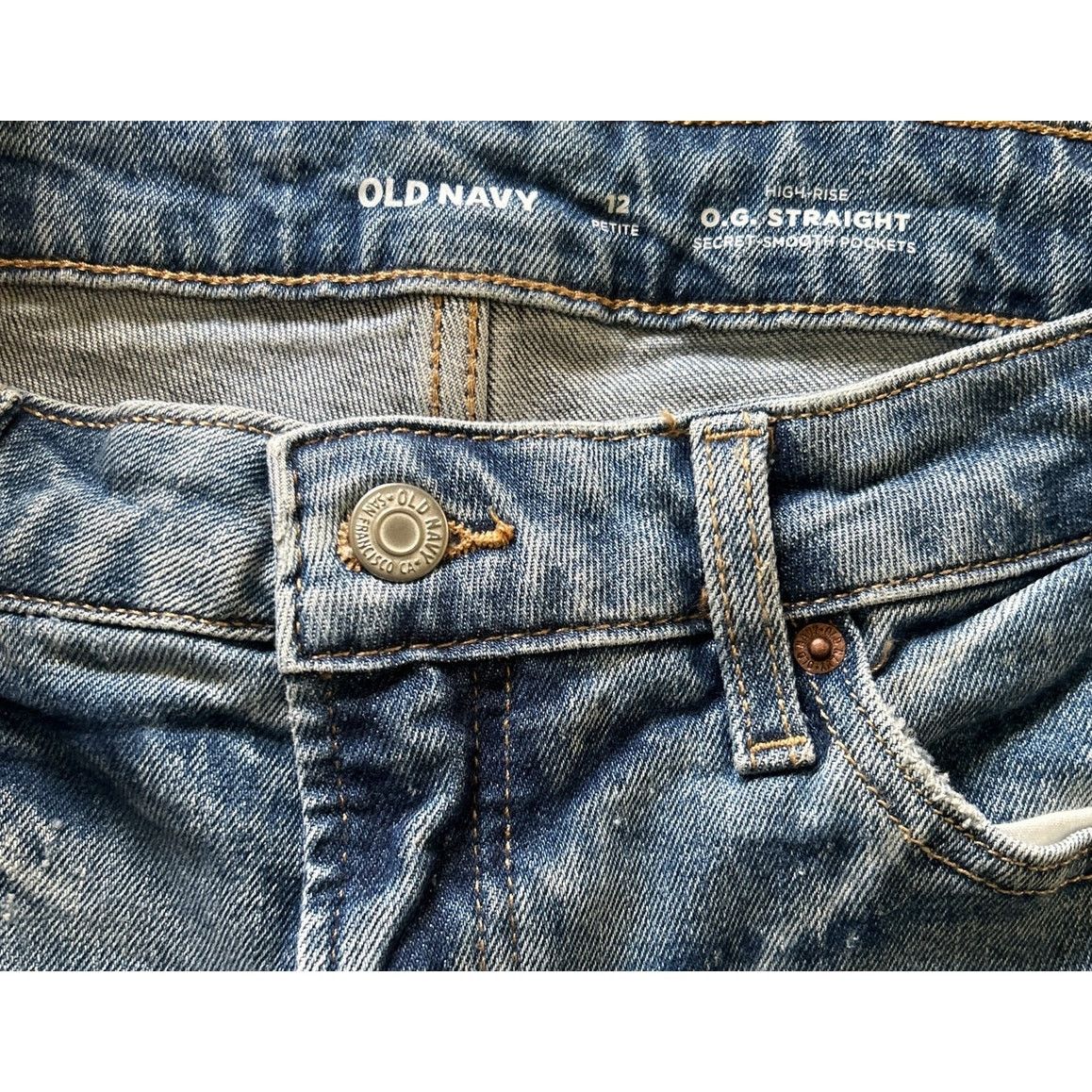 Old Navy Old Navy Womens Blue High Rise O G Straight Jeans 12 Size 34" / US 12 / IT 48 - 5 Thumbnail