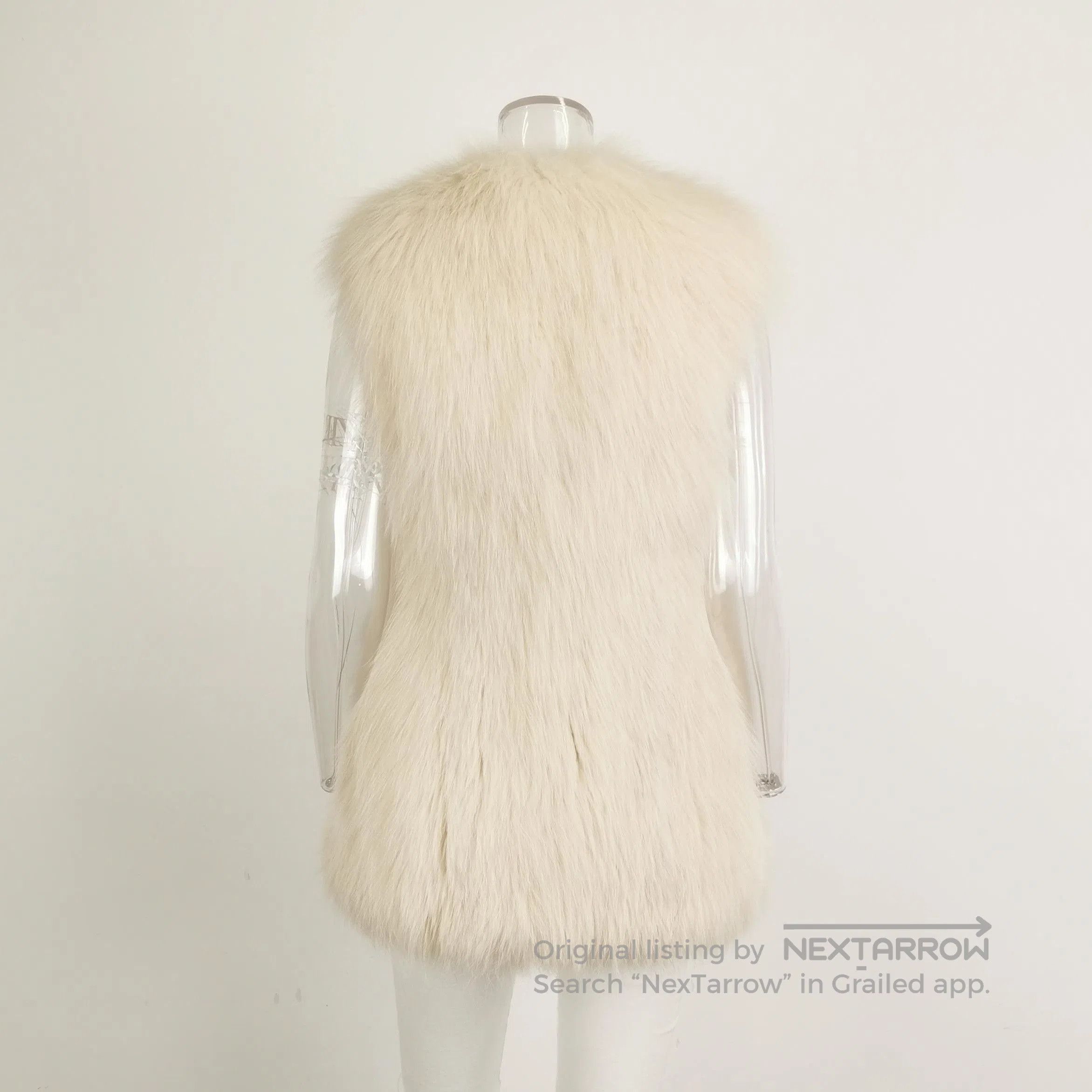 Prada Beige V-Neck Fox Fur Blend Vest .