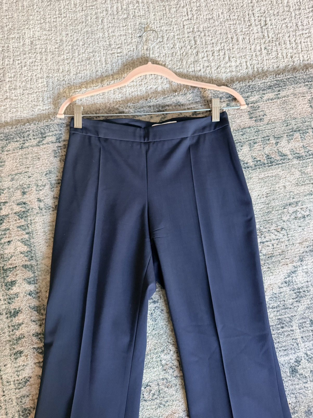 Hugo Boss Hugo boss navy pleated regular fit virgin wool trouser 4 Size 27" / US 4 / IT 40 - 11 Thumbnail