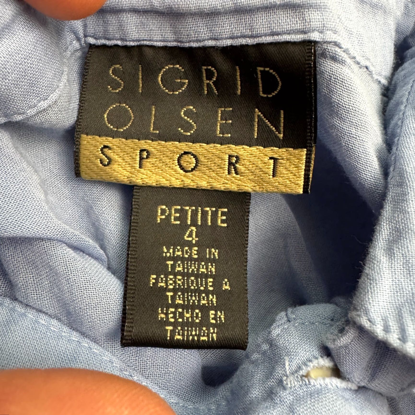 Vintage Sigrid Olsen Button-Up Shirt Womens 4 Petite Cotton Long Sleeve Top Blue Size S / US 4 / IT 40 - 6 Thumbnail