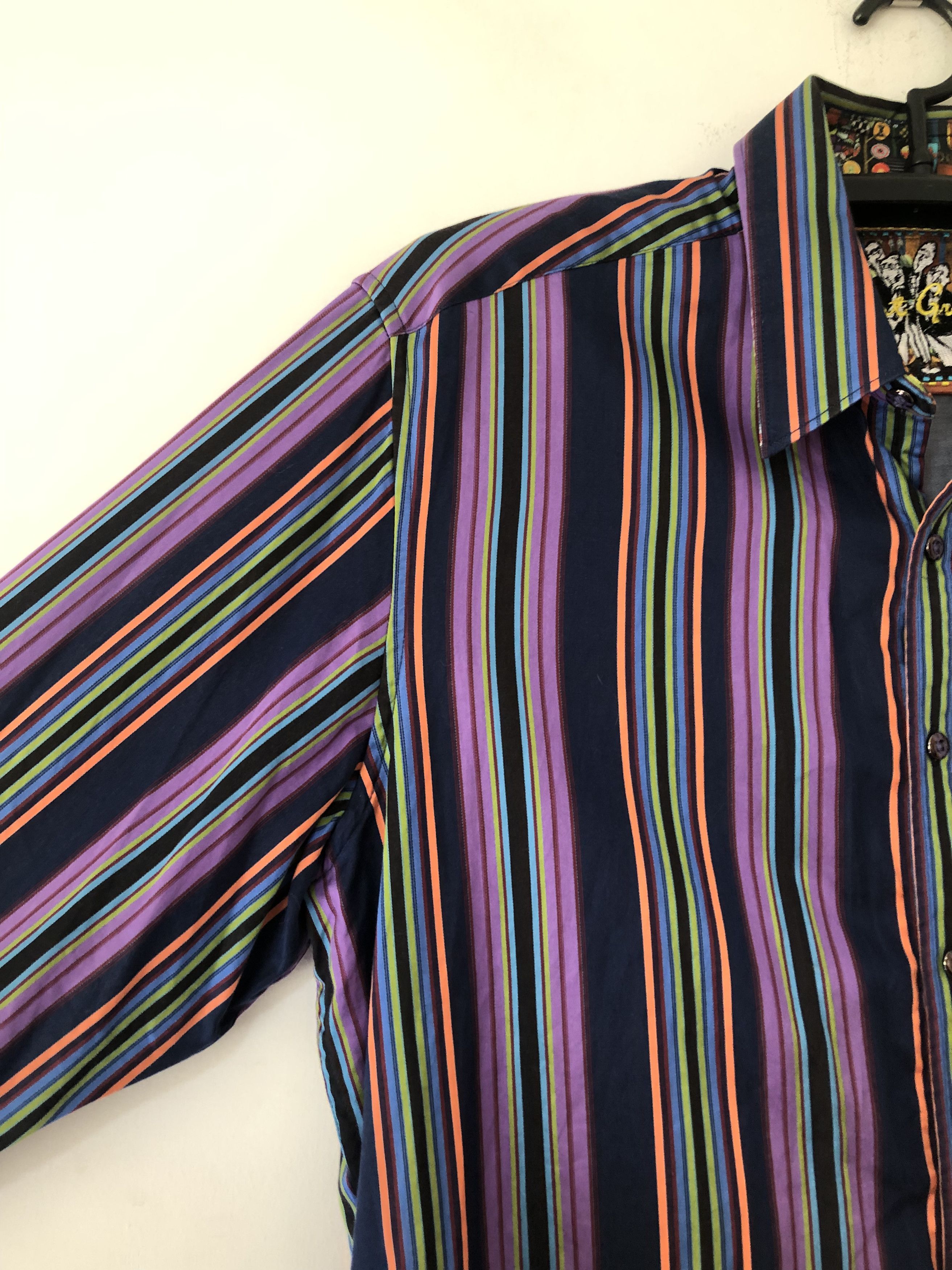 Robert Graham ROBERT GRAHAM Striped Long Sleeve Flip Cuff Men's Shirt Size US L / EU 52-54 / 3 - 4 Thumbnail