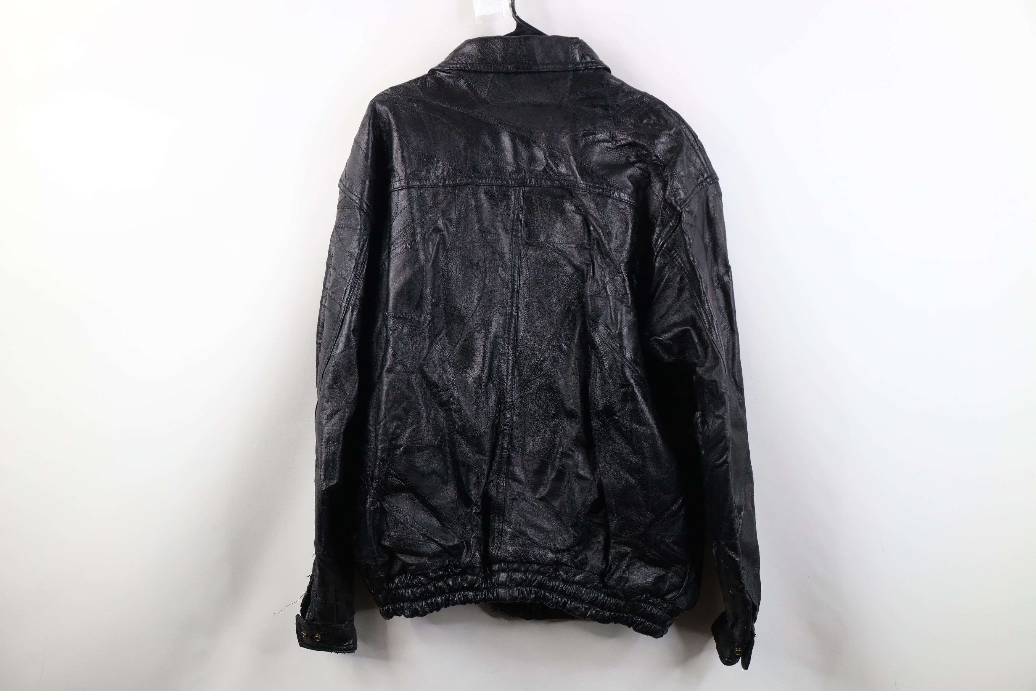 Vintage Vintage 90s Streetwear Patchwork Leather Bomber Jacket Size US XXL / EU 58 / 5 - 14 Thumbnail