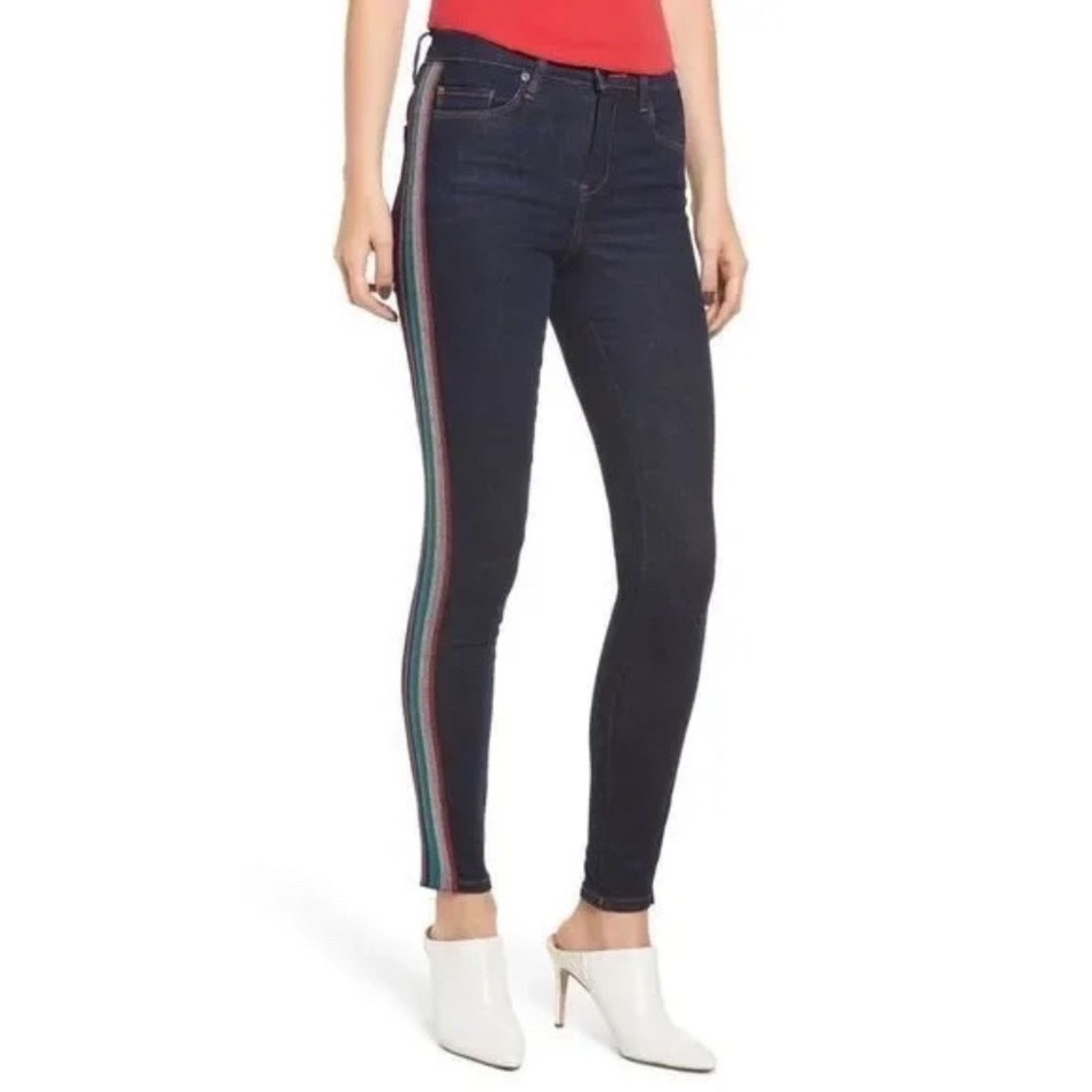 BLANKNYC BLANKNYC The Bond Metallic Glitter Mid Rise Skinny Jeans Size 27" / US 4 / IT 40 - 1 Thumbnail