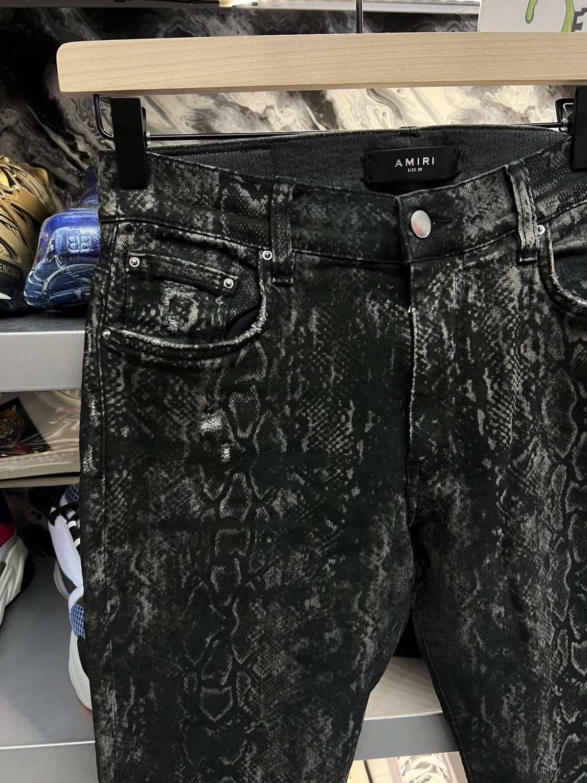 Amiri Amiri Skinny Fit Distressed Snake Print Jeans Size US 29 - 4 Thumbnail