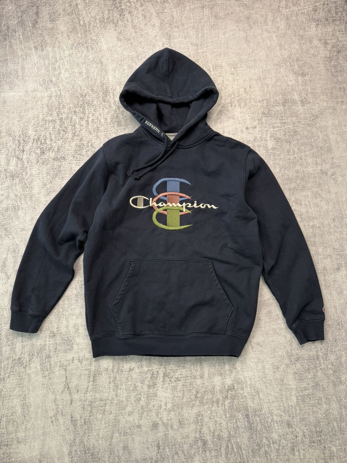 Champion × Supreme Supreme Champion Stacked C navi blue hoodie fw17 Size US L / EU 52-54 / 3 - 1 Thumbnail