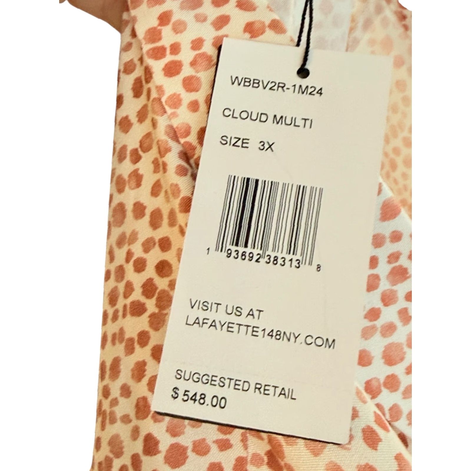 Vintage Lafayette 148 NY Silk Top Button Up NWT 3X Casual Party/Cocktail Travel Silk Top Coral Animal Print Short Sleeve Collared Button Hidden Beading Womens Size XXL / US 16-18 / IT 52-54 - 7 Thumbnail