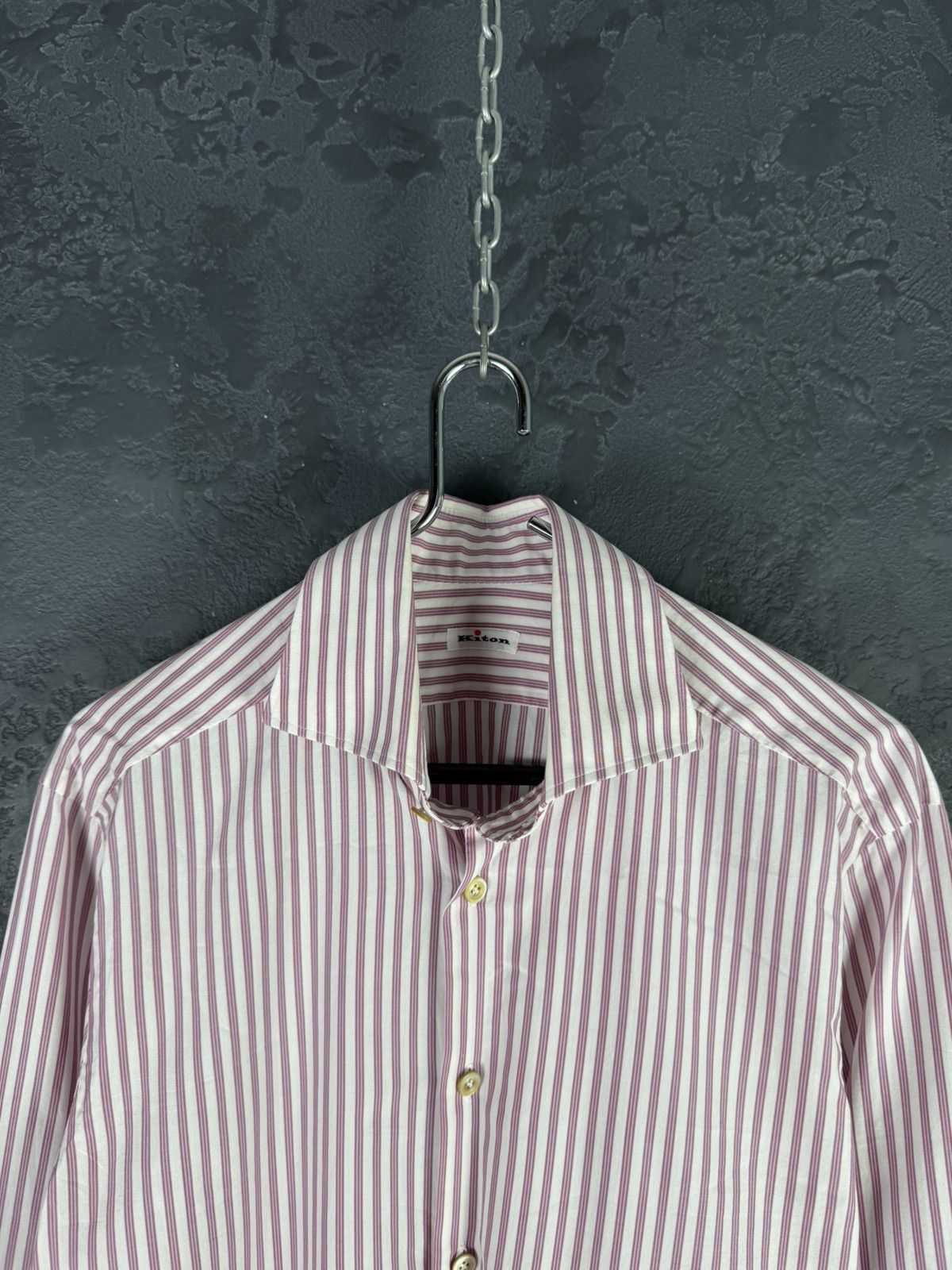 Kiton Kiton Men's Pink Stripe Cotton Long-Sleeve Button Shirt Size US L / EU 52-54 / 3 - 5 Thumbnail