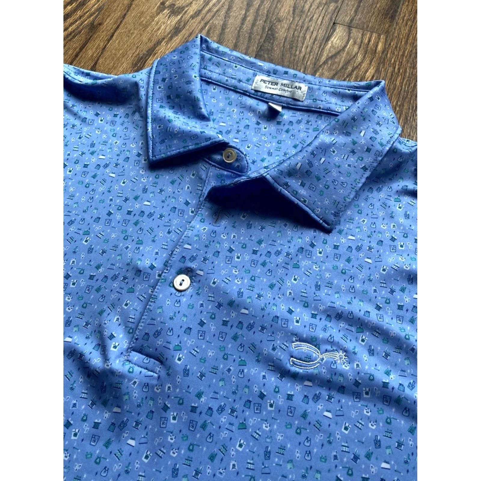 Peter Millar Peter Millar Summer Comfort Polo Shirt Mens XL Blue AOP Golf Performance Size US XL / EU 56 / 4 - 2 Thumbnail
