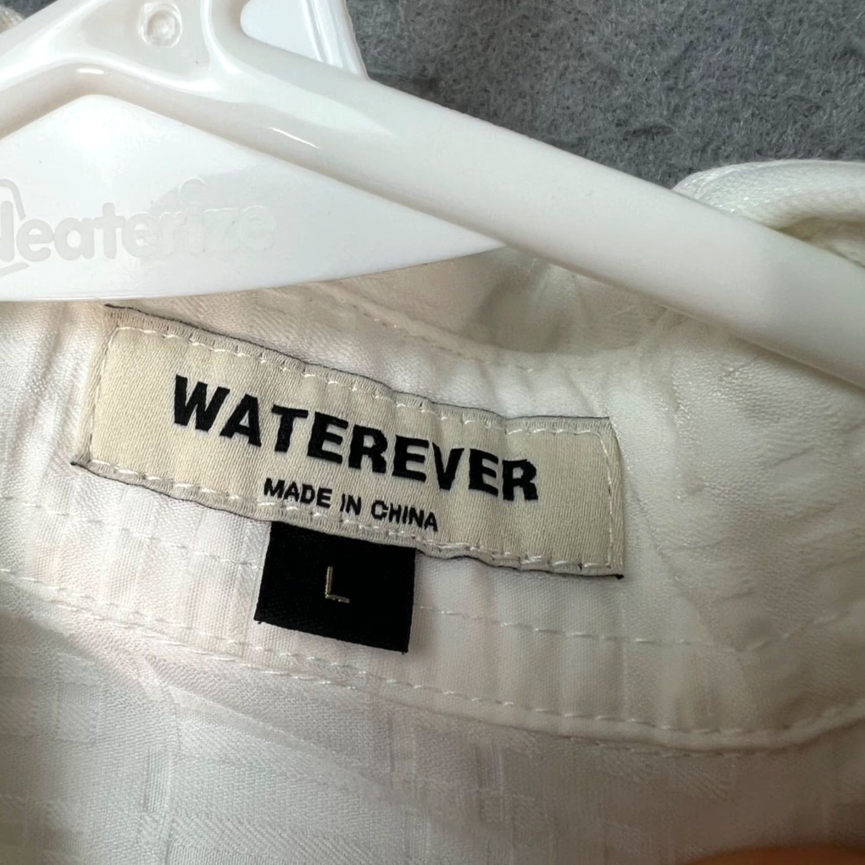 Vintage Waterever Mens Large White Textured Button-Up Shirt Long Sleeve Size US L / EU 52-54 / 3 - 3 Thumbnail