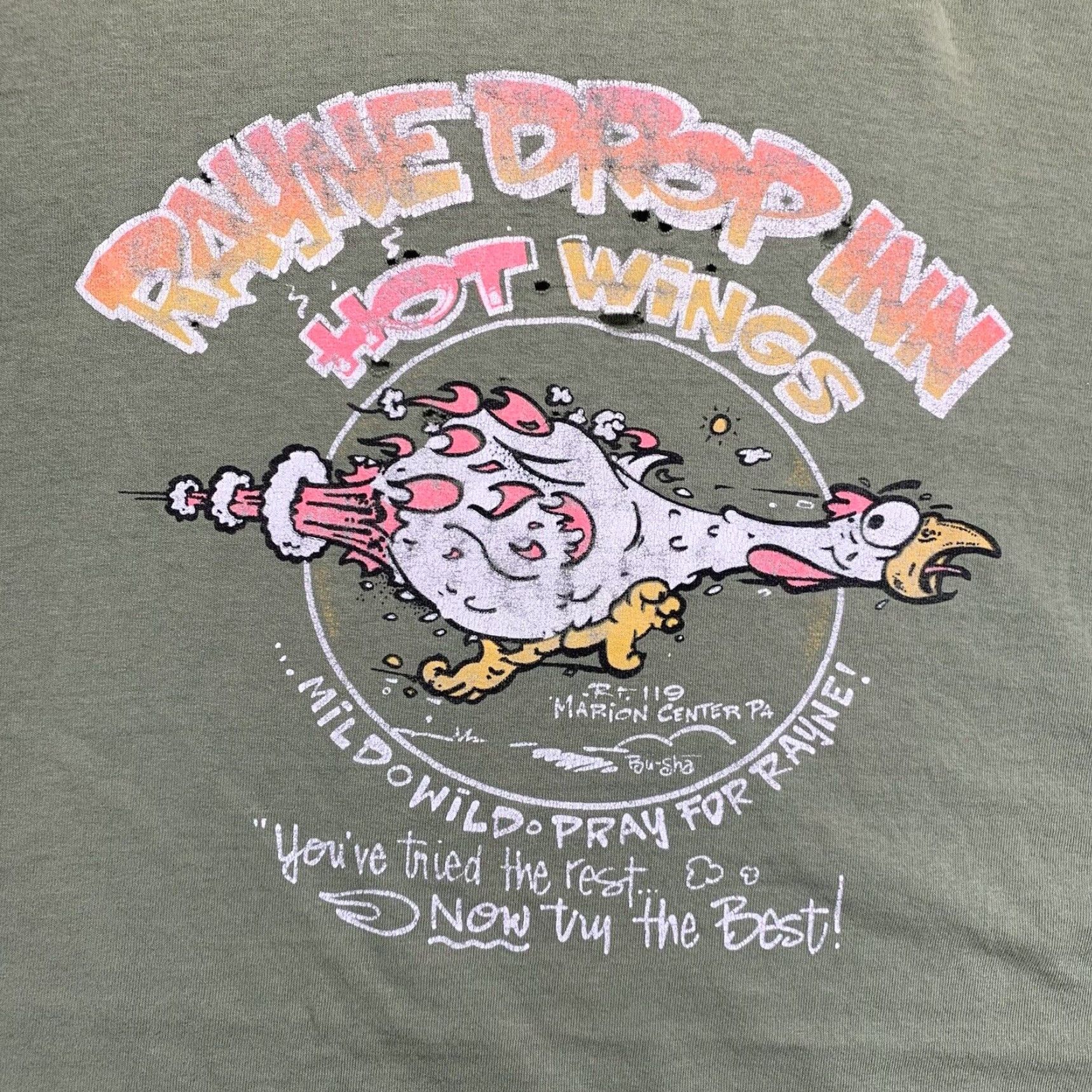 Gildan VINTAGE Gildan T-Shirt Unisex Adults Large Buffalo Wings 90s Y2K Graphic Print Green Size US L / EU 52-54 / 3 - 2 Thumbnail