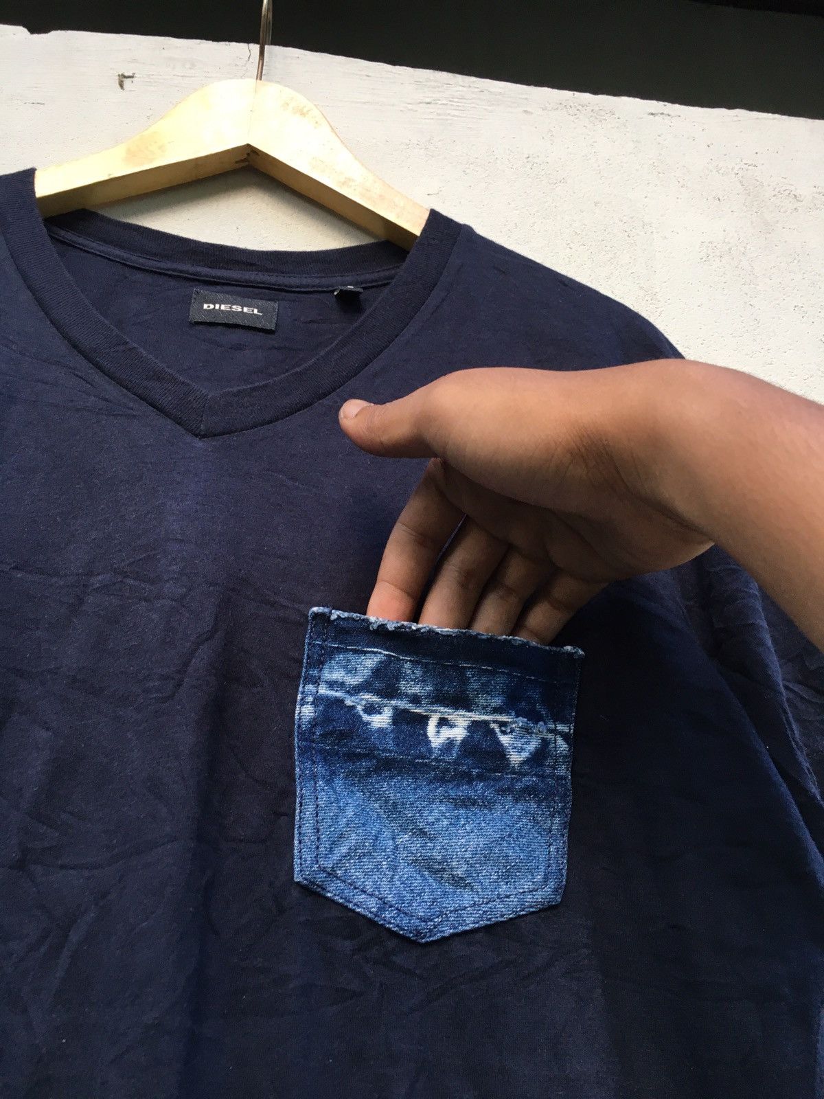 Diesel Diesel Pocket Denim Vneck Tee Size US S / EU 44-46 / 1 - 3 Thumbnail
