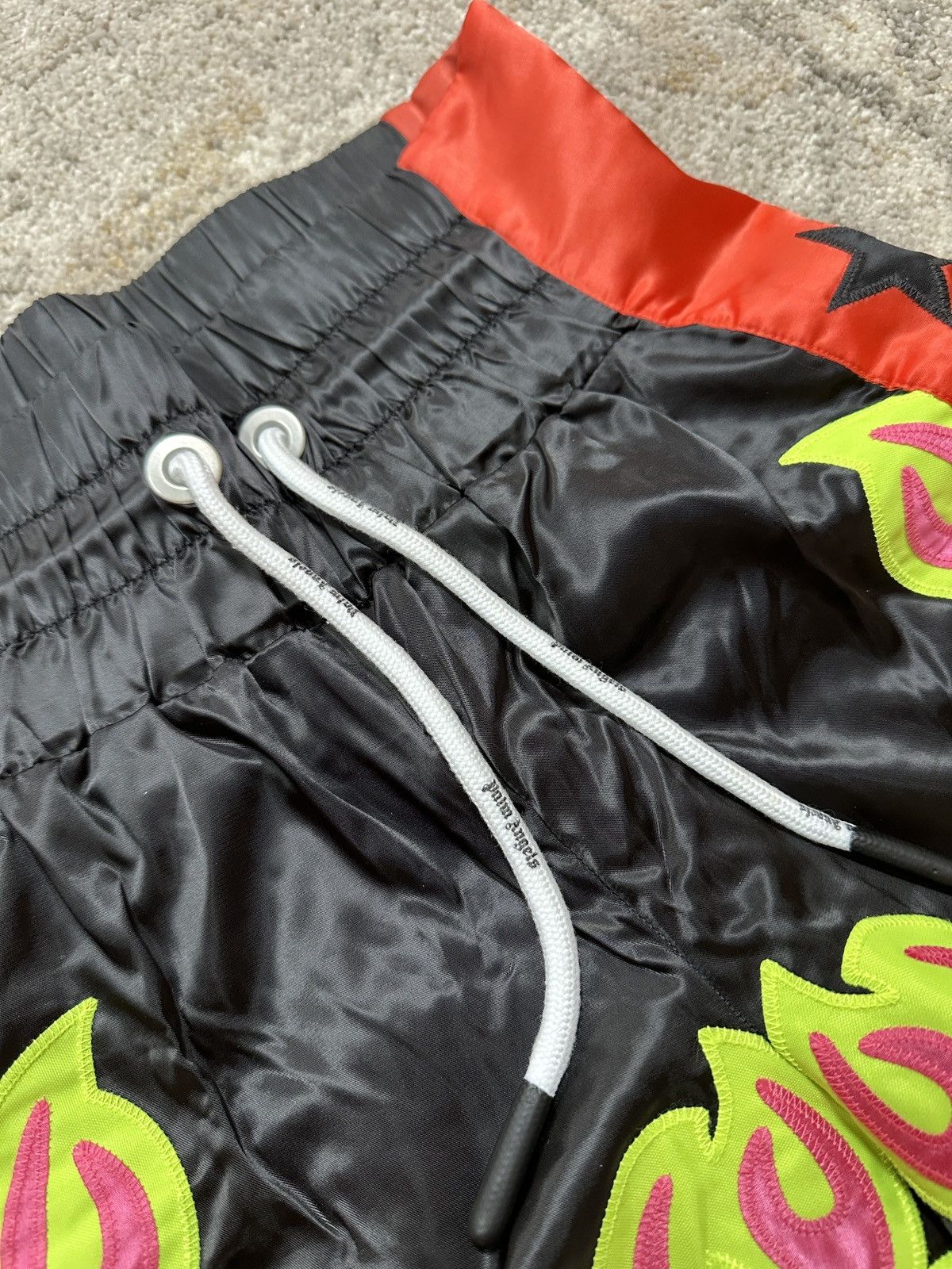 Palm Angels Burning Fighter Embroidered Shorts Size US 26 / EU 42 - 2 Thumbnail