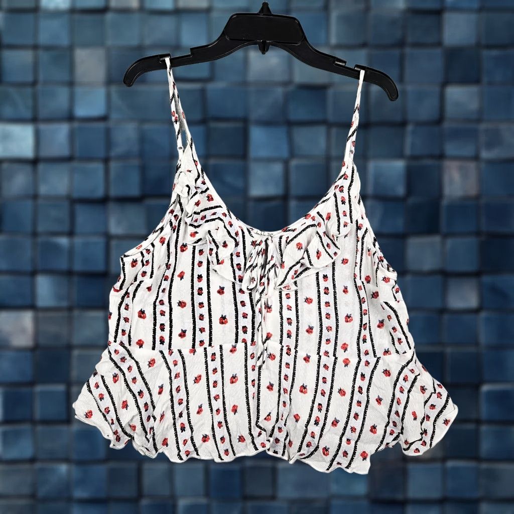 Free People Free People Ivory Floral Printed Crop Tank Top Sleeveless Round Neck XS? (size S) — but keep original: Size S Size S / US 4 / IT 40 - 1 Thumbnail