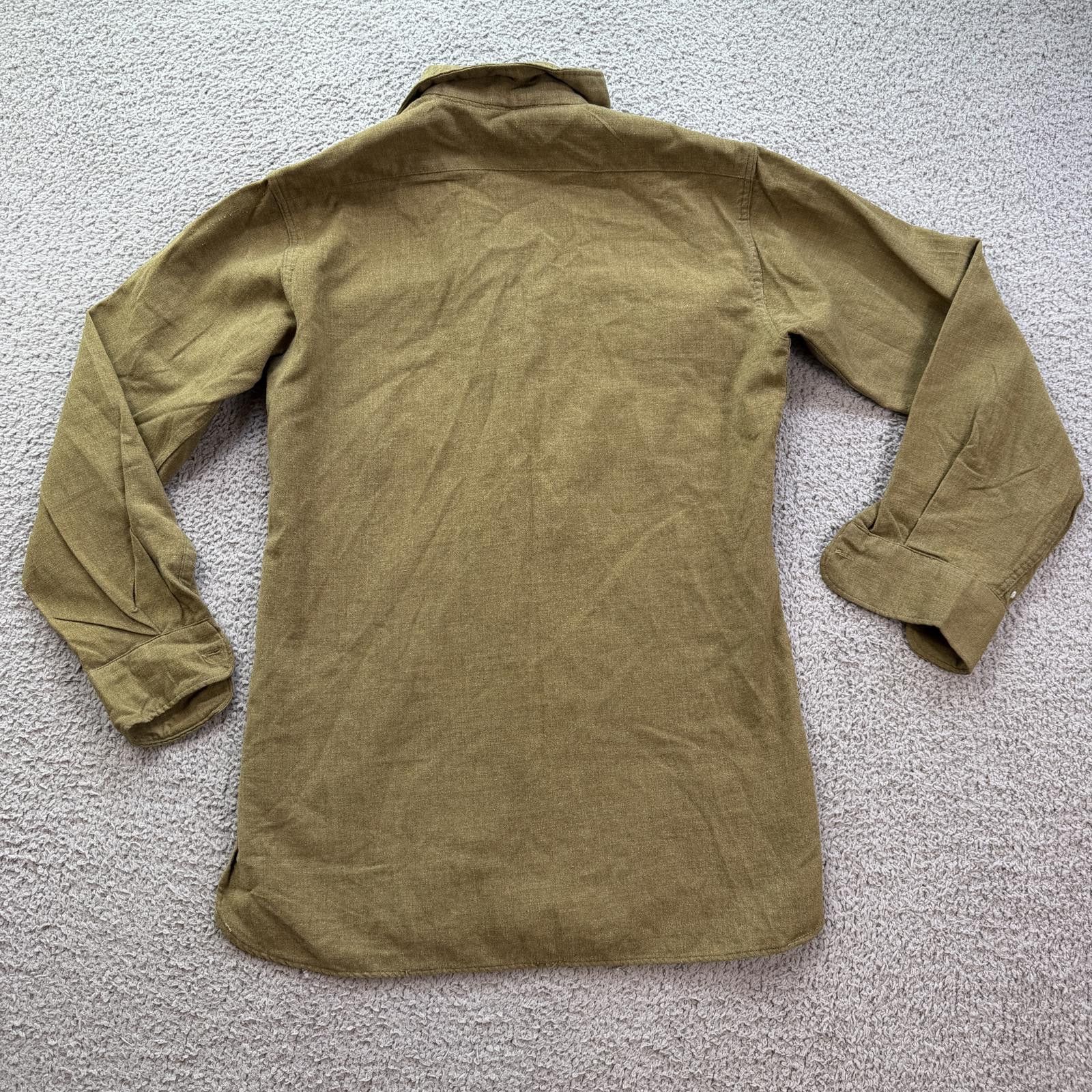 Other Vintage Wool Work Shirt Olive Mens S Military Button Up 1940 Size US 30 / EU 46 - 2 Thumbnail