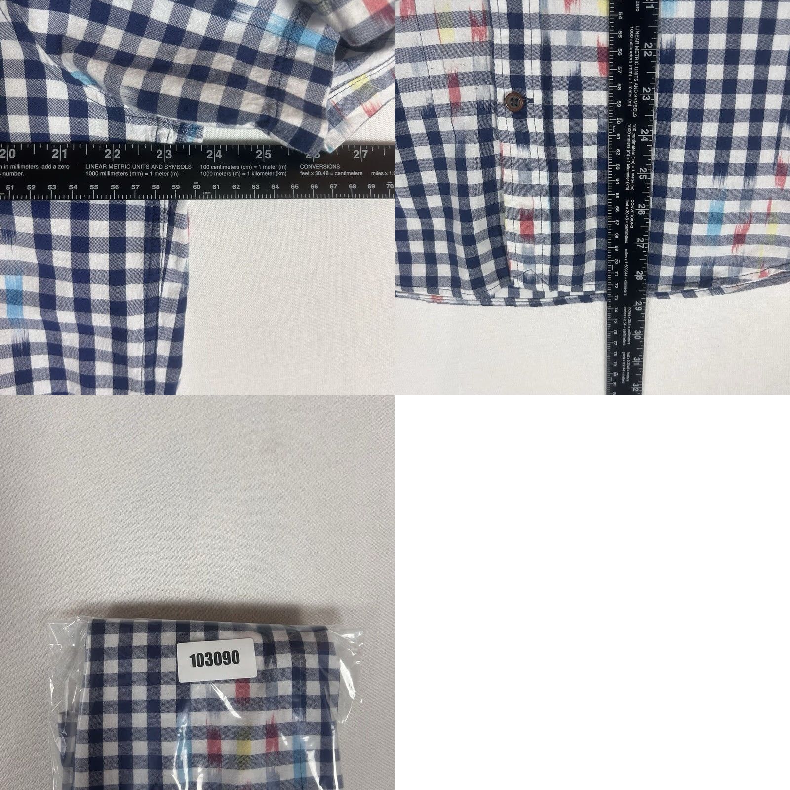 Lands' End Lands' End Button Down Shirt Men's L Blue Gingham Plaid Short Sleeve Casual Size US L / EU 52-54 / 3 - 8 Thumbnail