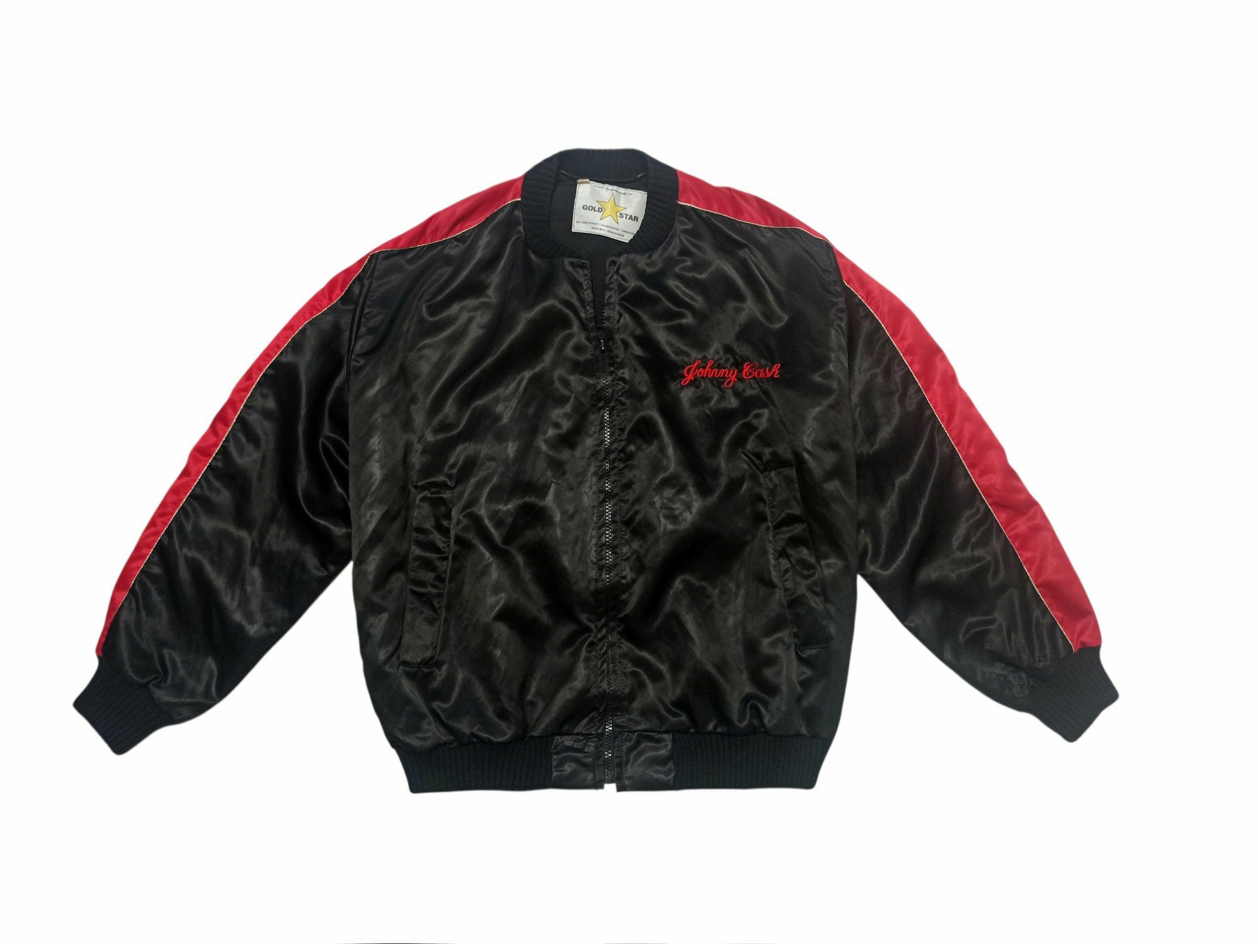Other Johnny Cash Vintage 80s Gold Star Satin Bomber Jacket Size US XL / EU 56 / 4 - 2 Thumbnail