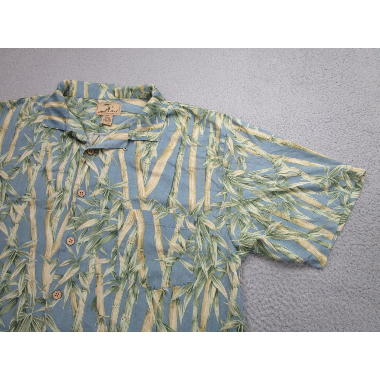 Vintage Jamaica Jaxx Shirt Mens 2XL Blue Green Silk Bamboo Print Camp Aloha Hawaiian Size US XXL / EU 58 / 5 - 2 Thumbnail