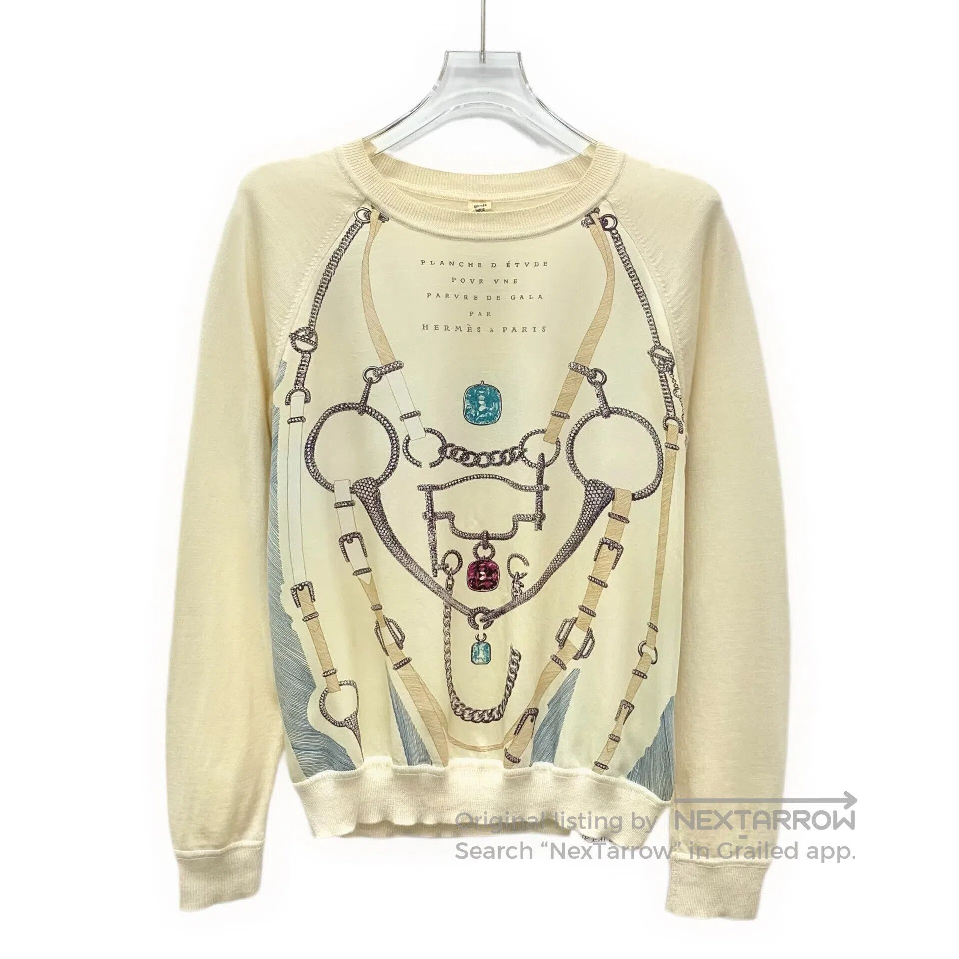 Hermes Hermes Beige mulberry silk rope pattern print cashmere cre Size XXS / US 00 / IT 34 - 1 Thumbnail