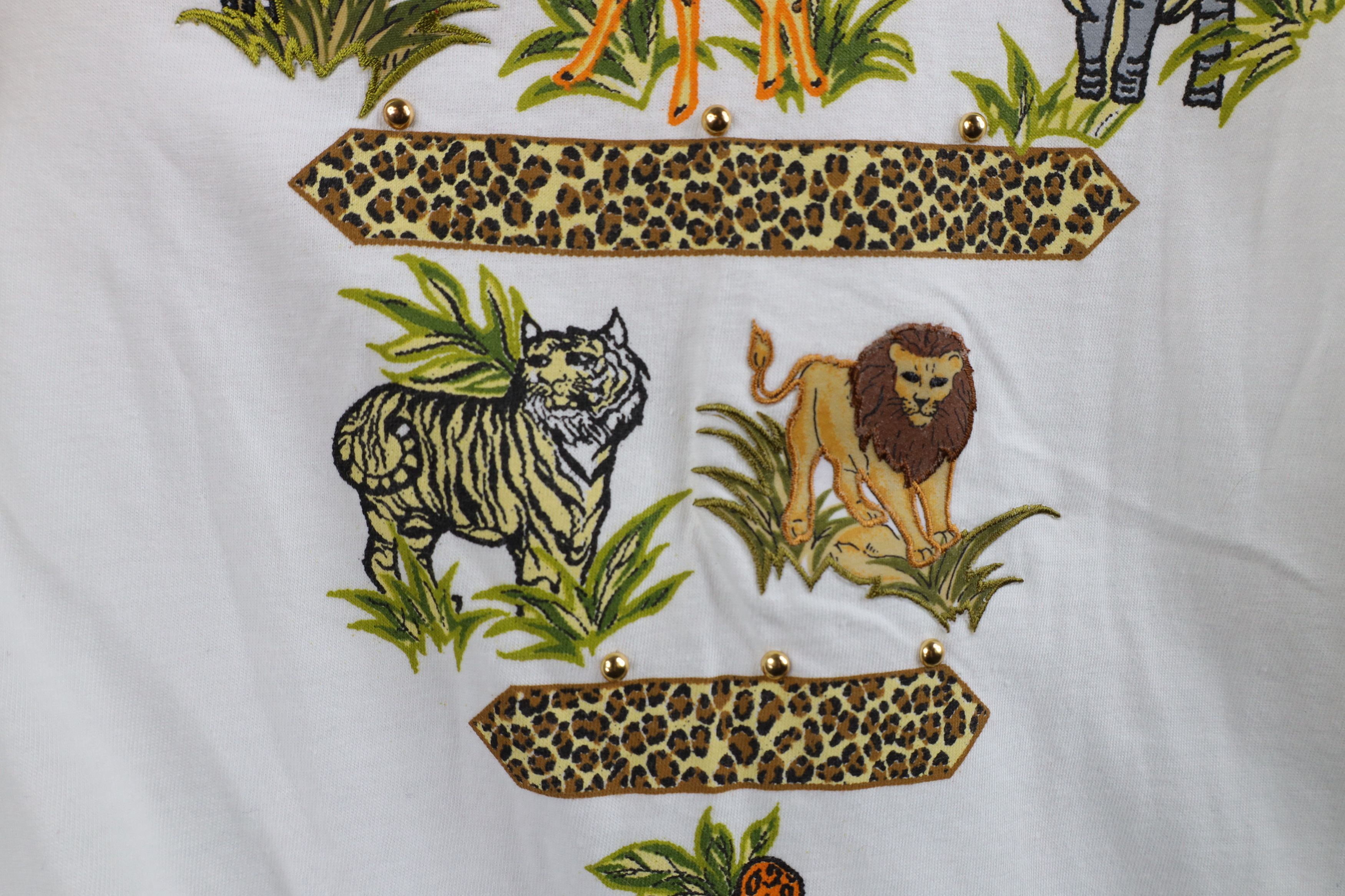 Vintage Vintage 90s Streetwear Safari Zebra Lion Tiger T-Shirt White Size US L / EU 52-54 / 3 - 5 Thumbnail