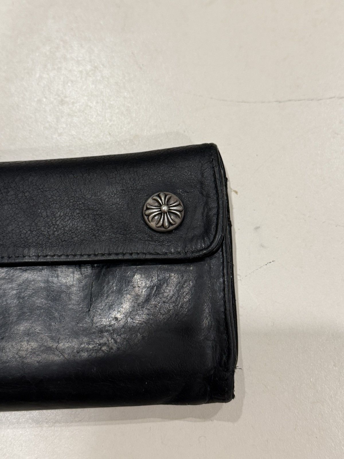 Chrome Hearts Chrome Hearts Black Leather Wave Wallet Silver Cross Balls Size ONE SIZE - 5 Thumbnail