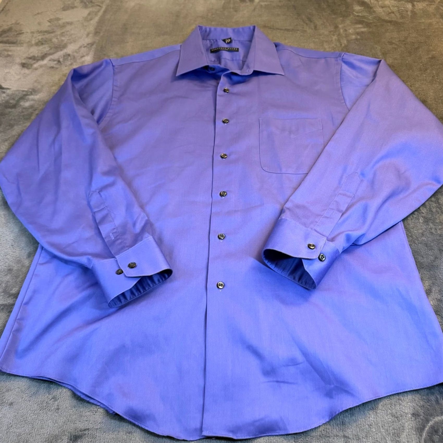 Geoffrey Beene VINTAGE? No. Geoffrey Beene Dress Shirt Purple Wrinkle Resistant 2XL Long Sleeve Button Down, Solid, Collared, Woven, 18 Neck Mens Size 48R - 2 Thumbnail