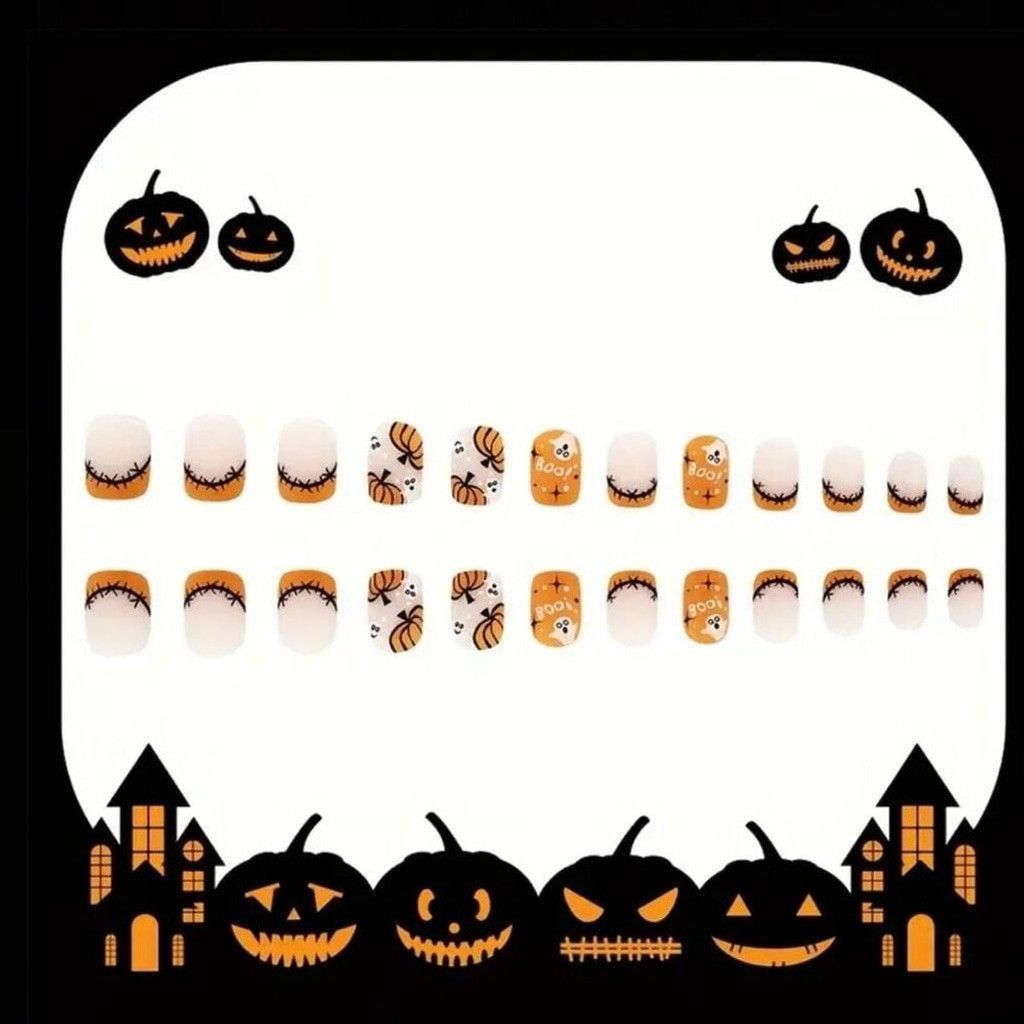 Other New 24pcs Spooky Pumpkin Halloween Nail Set Glossy Size ONE SIZE - 6 Thumbnail