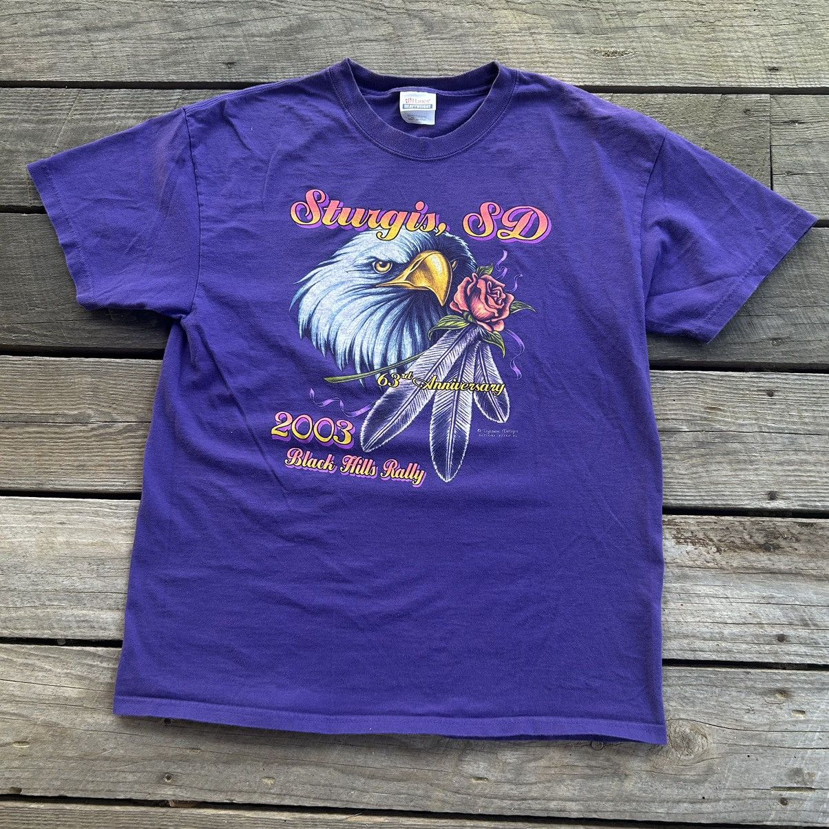 Harley Davidson × Vintage Vintage Sturgis Biker Rally Eagle Rose Graphic T Shirt Size US L / EU 52-54 / 3 - 2 Thumbnail