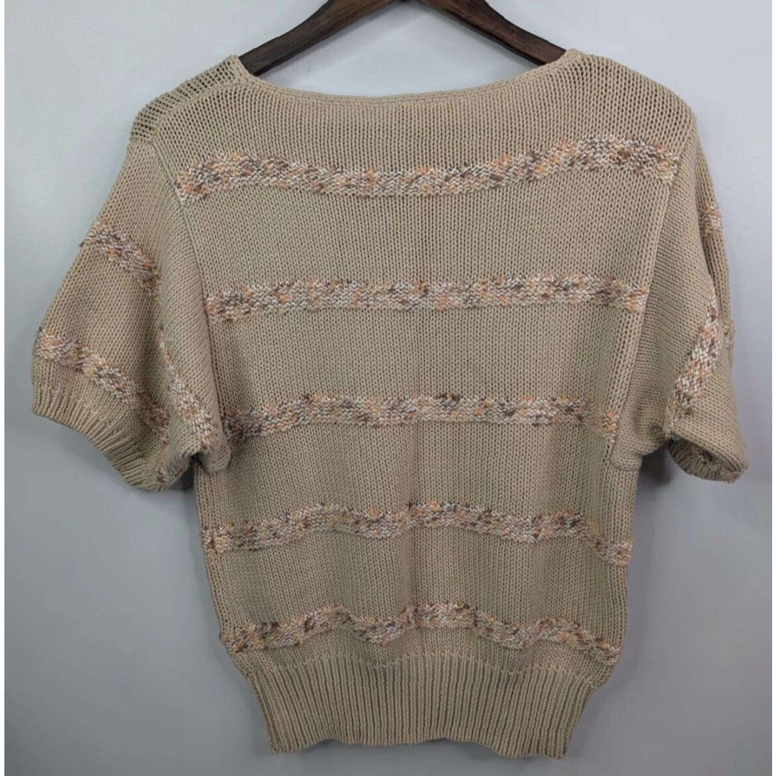 Vintage VINTAGE John Meyer Beige Striped Knit Sweater Women L Long Sleeve Round Neck Pullover 80s 90s Retro Classic Designer Size L / US 10 / IT 46 - 3 Thumbnail
