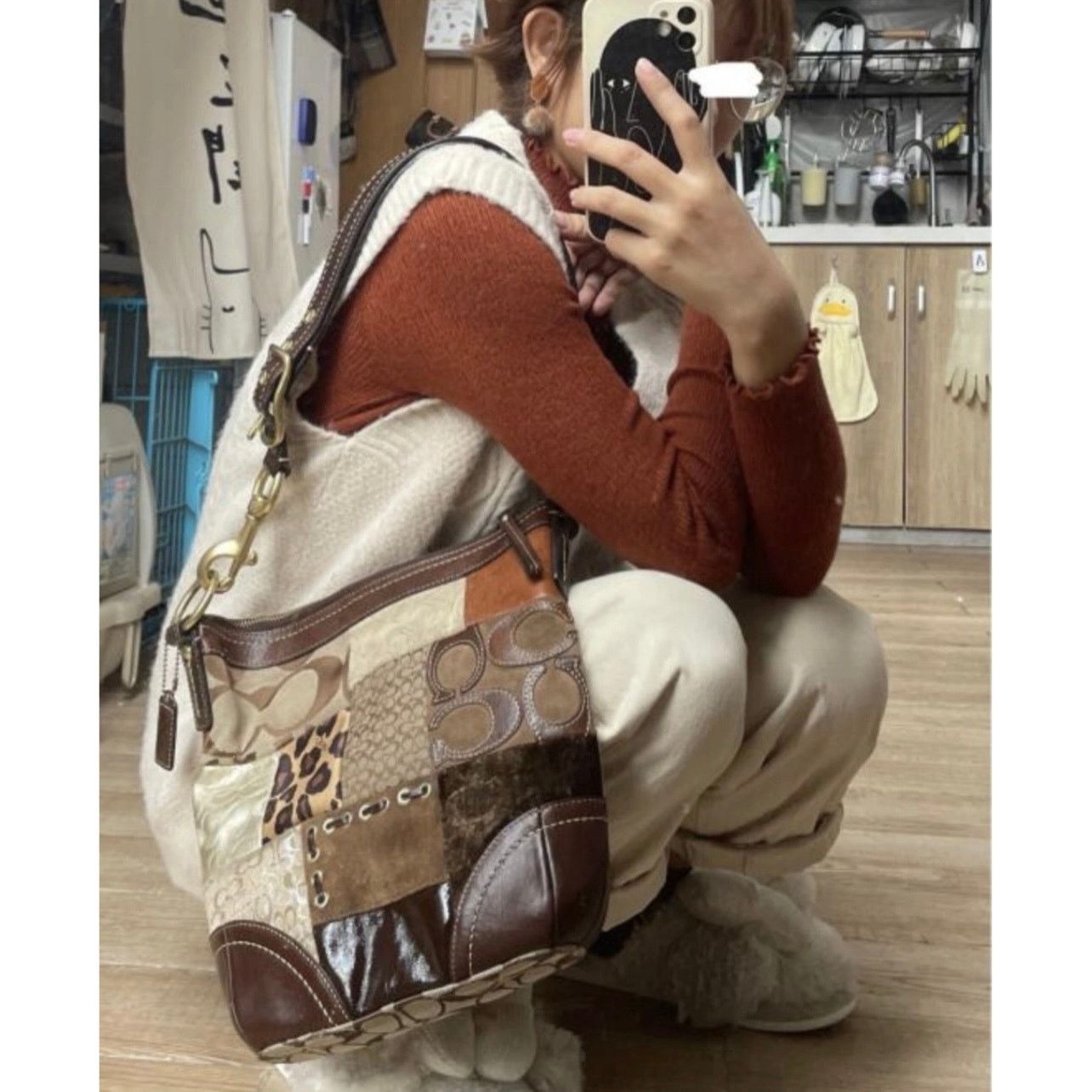Coach COACH Patchwork Multicolor Bucket Crossbody Bag F12840 Size ONE SIZE - 4 Thumbnail