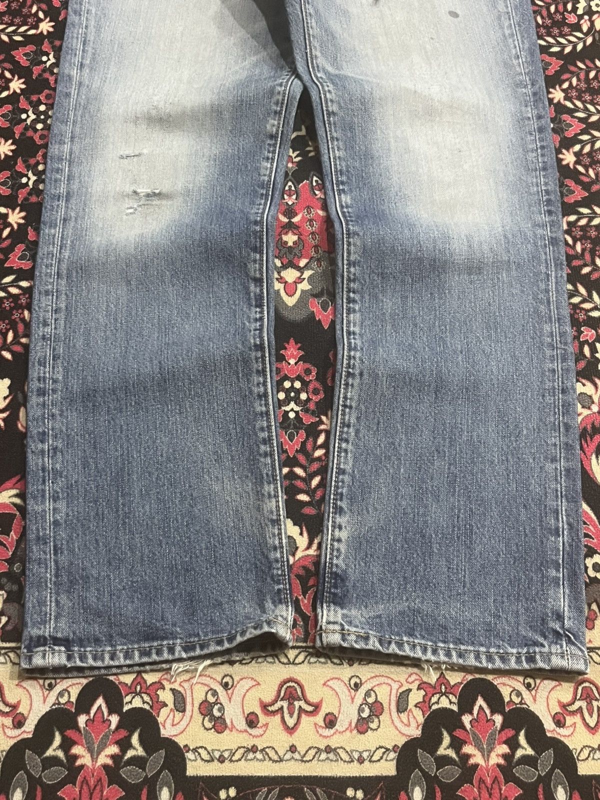 Abercrombie & Fitch Abercrombie & Fitch Light Blue Distressed Slim Straight Jean Size US 31 - 11 Thumbnail