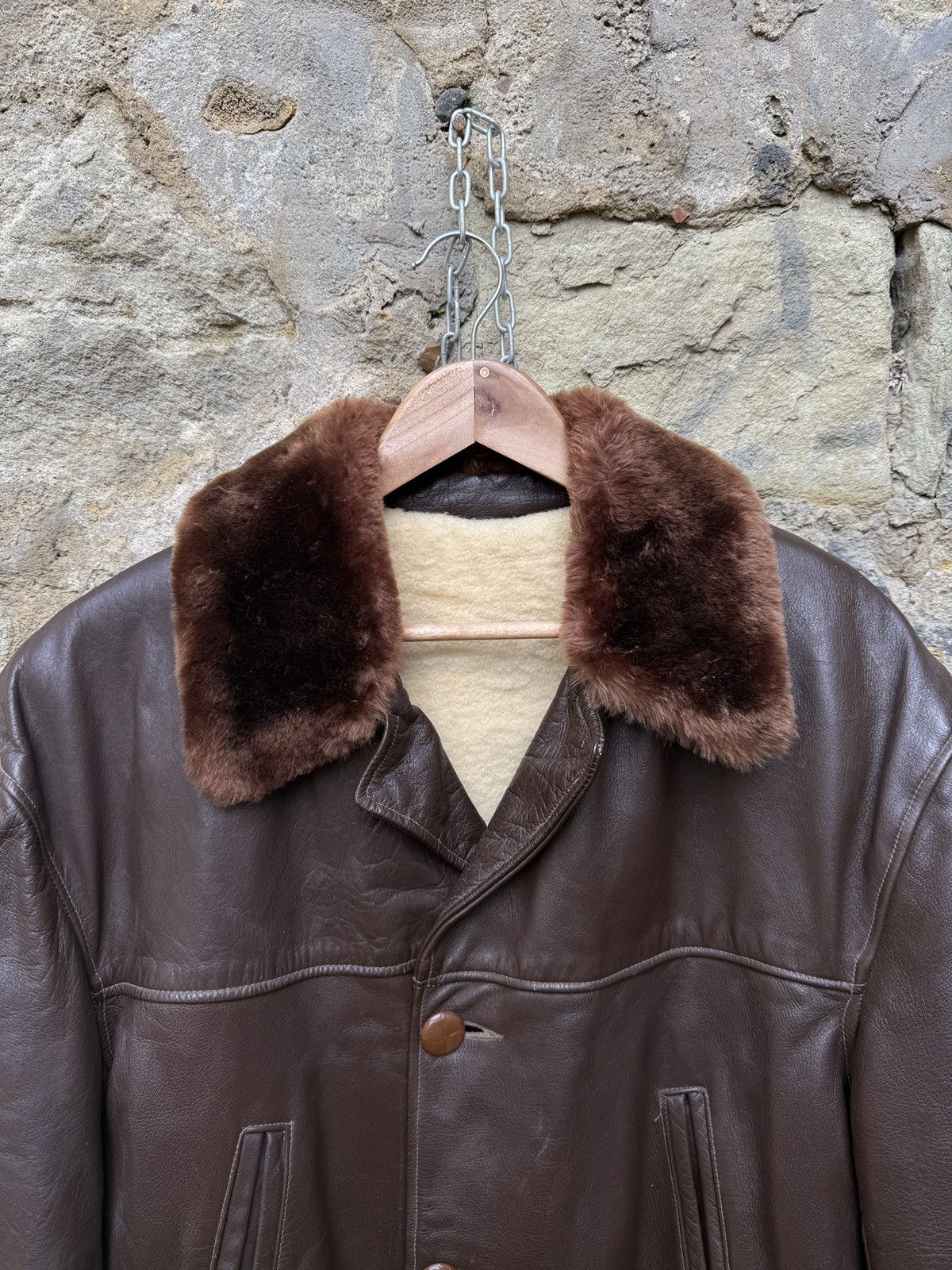 Vintage Retro Horsehide 30s 40s Brown BARNSTORMER Leather Coat Size US XL / EU 56 / 4 - 4 Thumbnail