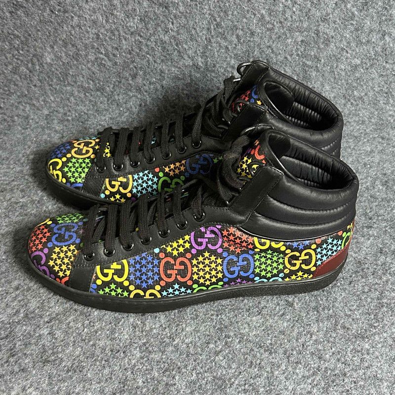 Gucci Gucci Ace Psychedelic High-Top Sneakers - Size US 8.5 / EU 41-42 - 1 Thumbnail
