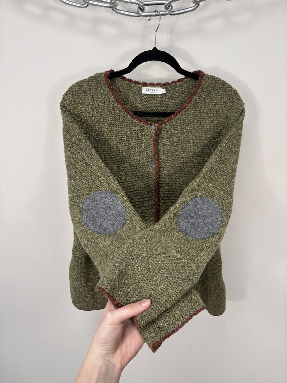 Other Maerz Muenchen Women’s Khaki Wool Blend Cardigan Sweater Size XL / US 12-14 / IT 48-50 - 10 Thumbnail