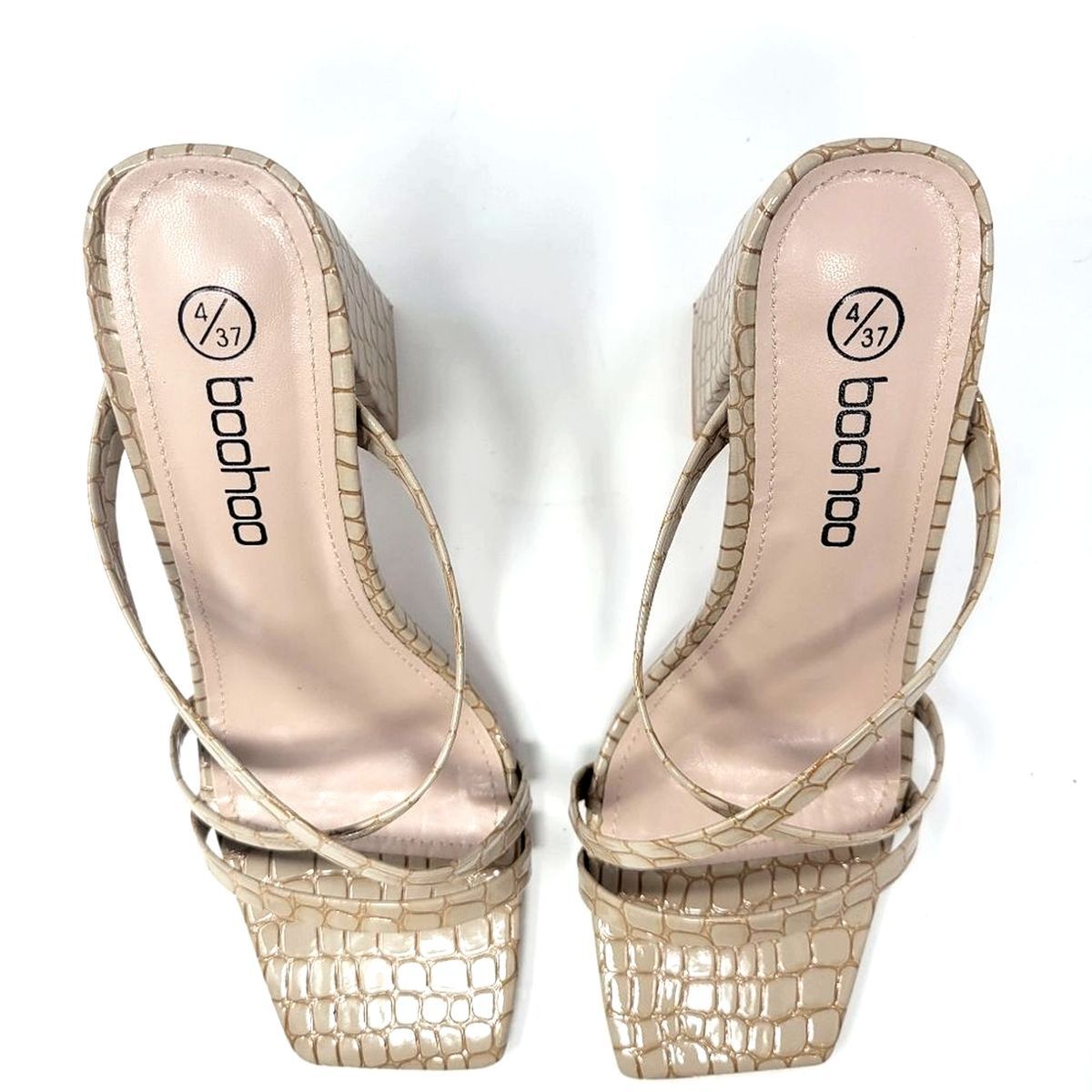 Boohoo Boohoo Faux Croc Strappy Block Heel Sandals Square Toe 6.5 Size US 6.5 / IT 36.5 - 9 Thumbnail