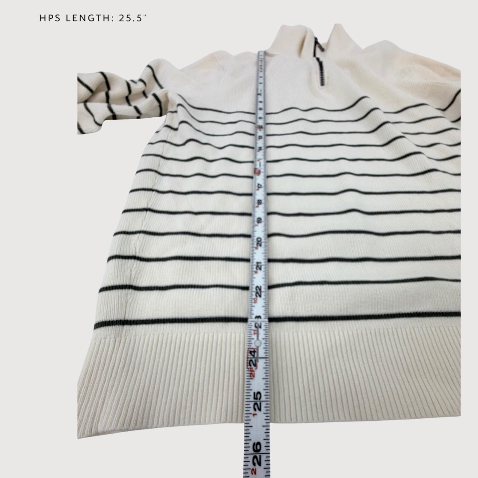 Massimo Dutti Massimo Dutti Zip Sweater Cream Striped Cotton L Size US L / EU 52-54 / 3 - 5 Thumbnail