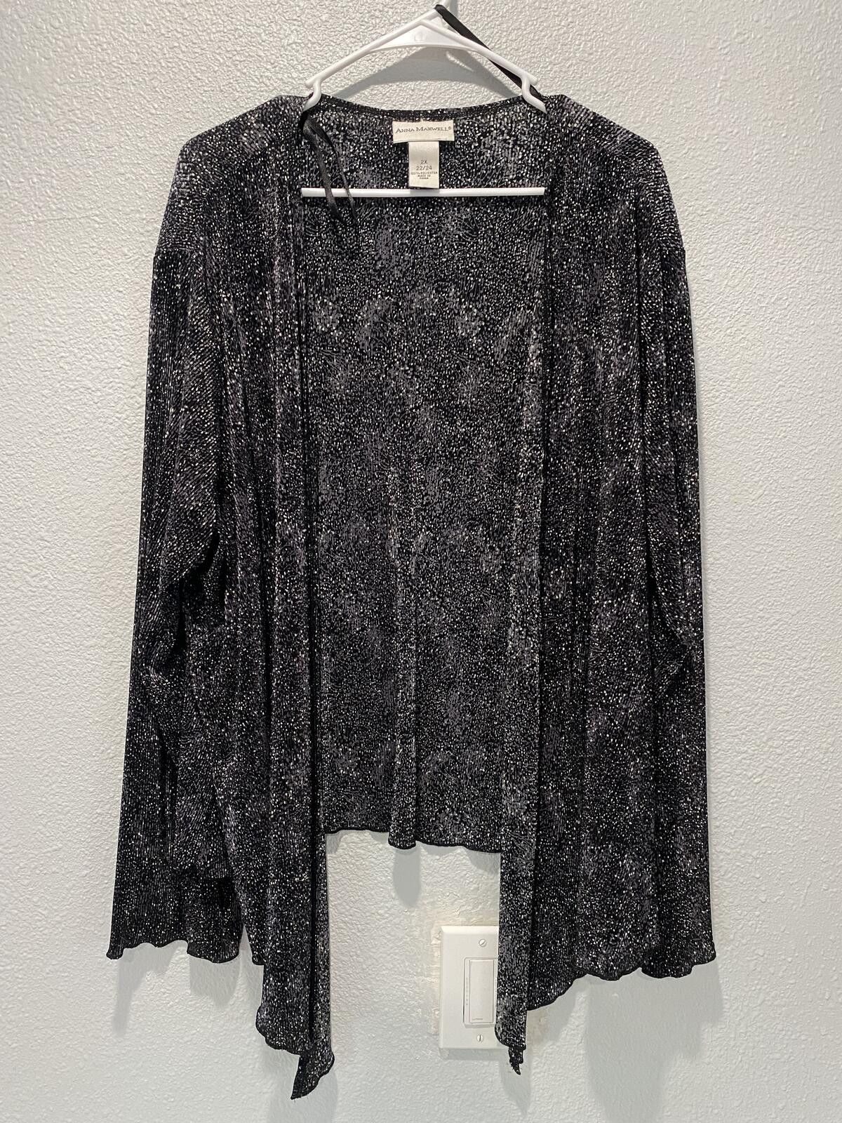 Other Anna Maxwell Black and White 2X Lightweight Open Cardigan Size XXL / US 16-18 / IT 52-54 - 2 Thumbnail