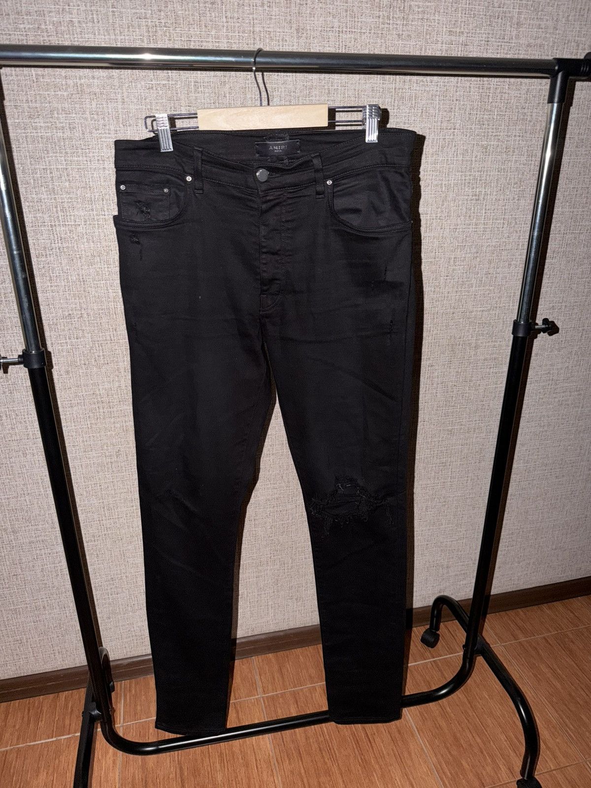 Amiri AMIRI DISTRESSED BLACK JEANS Size US 34 / EU 50 - 1 Thumbnail
